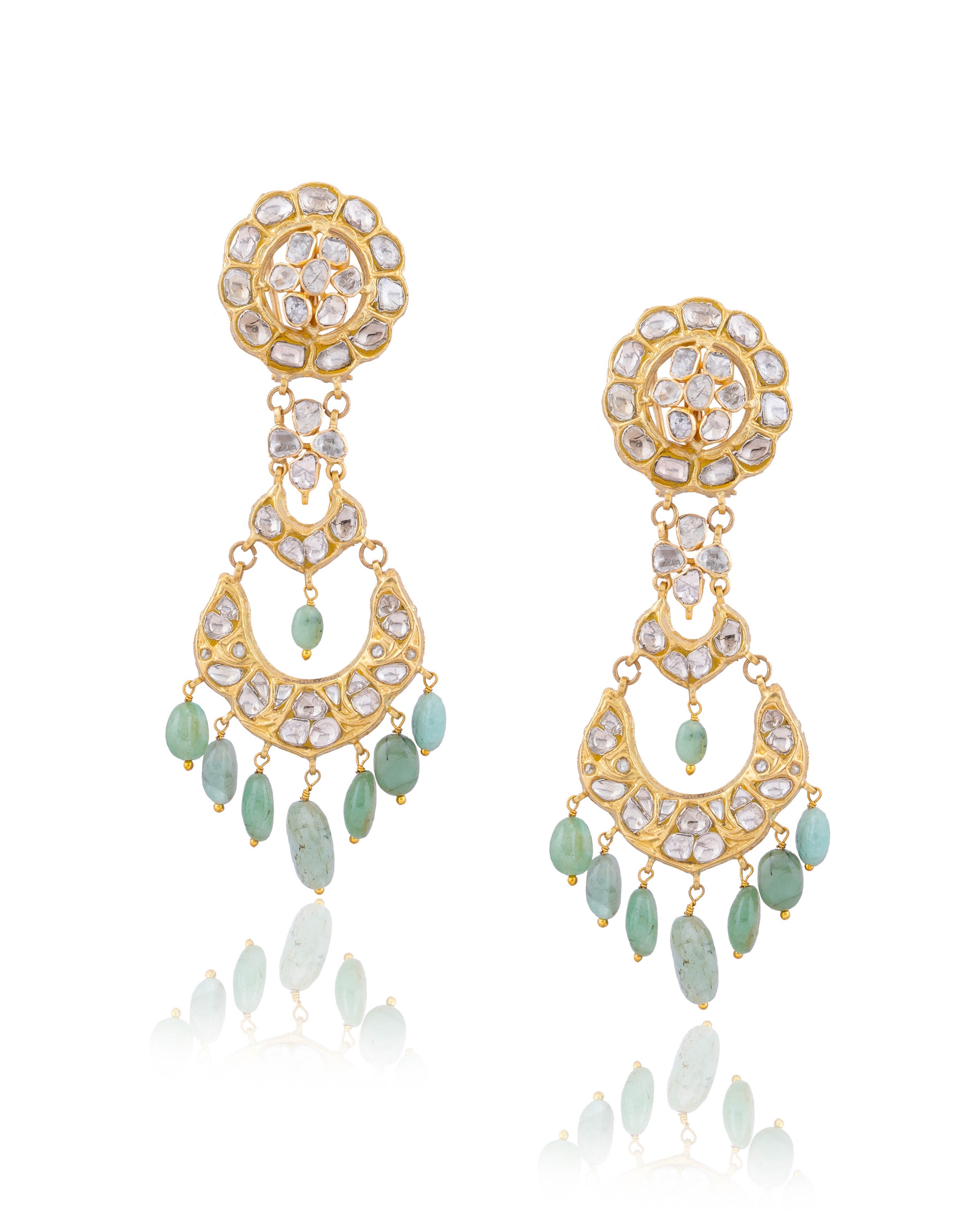 Reyanshi Long Necklace And Kiara Chandbalis Polki Set