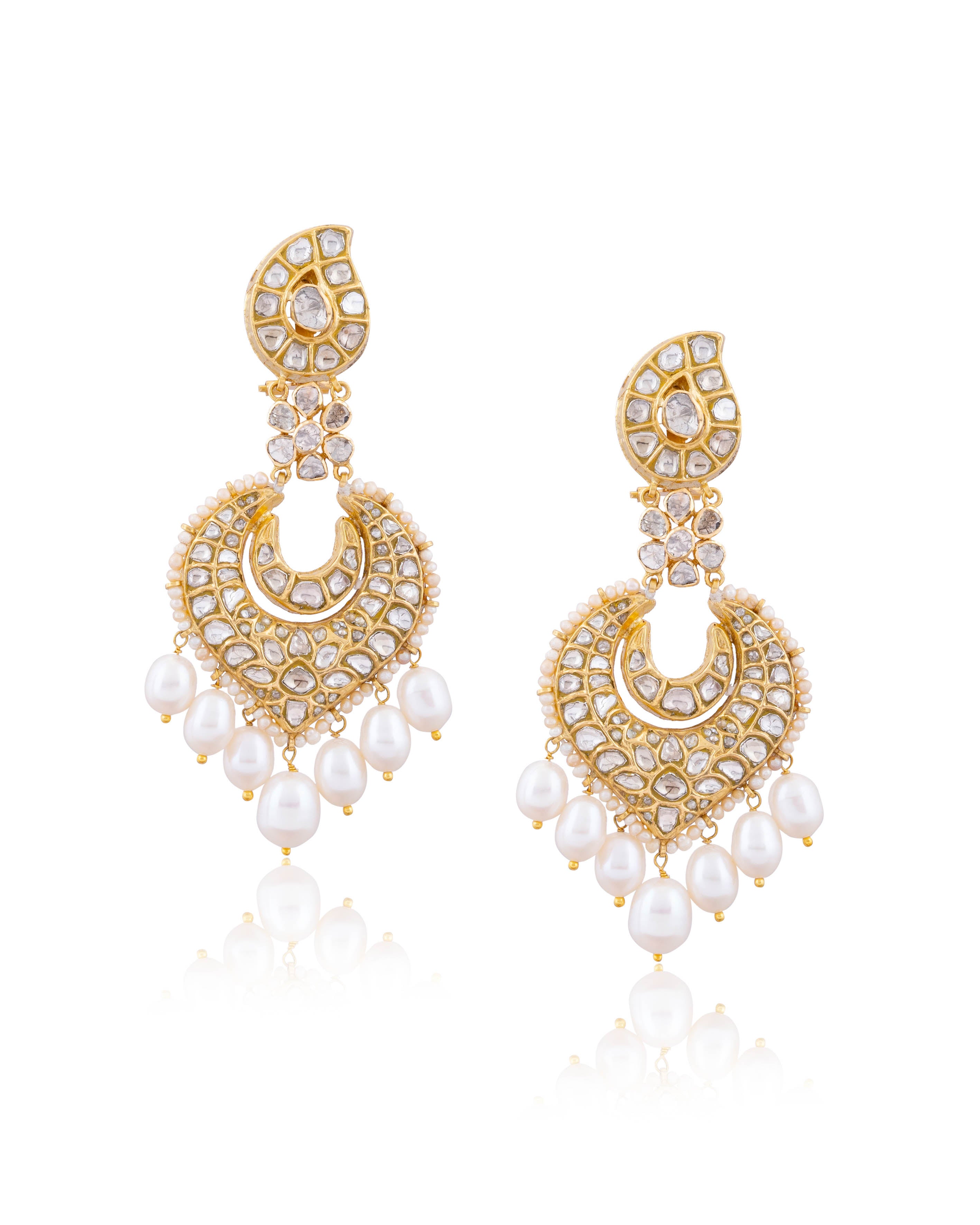 Shaheen Long Necklace And Ishika Chandbalis Polki Set