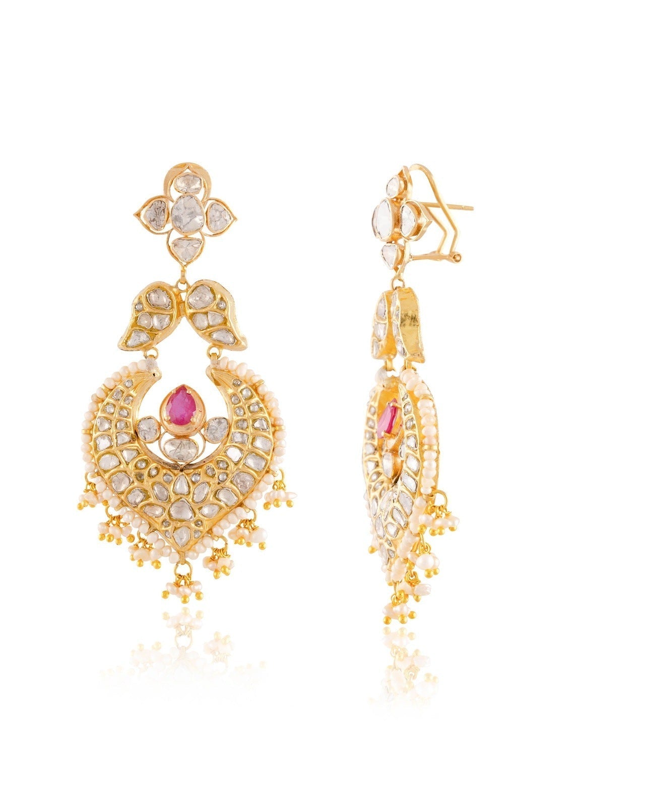 Priya Long Necklace And Vayuna Chandbalis Polki Set