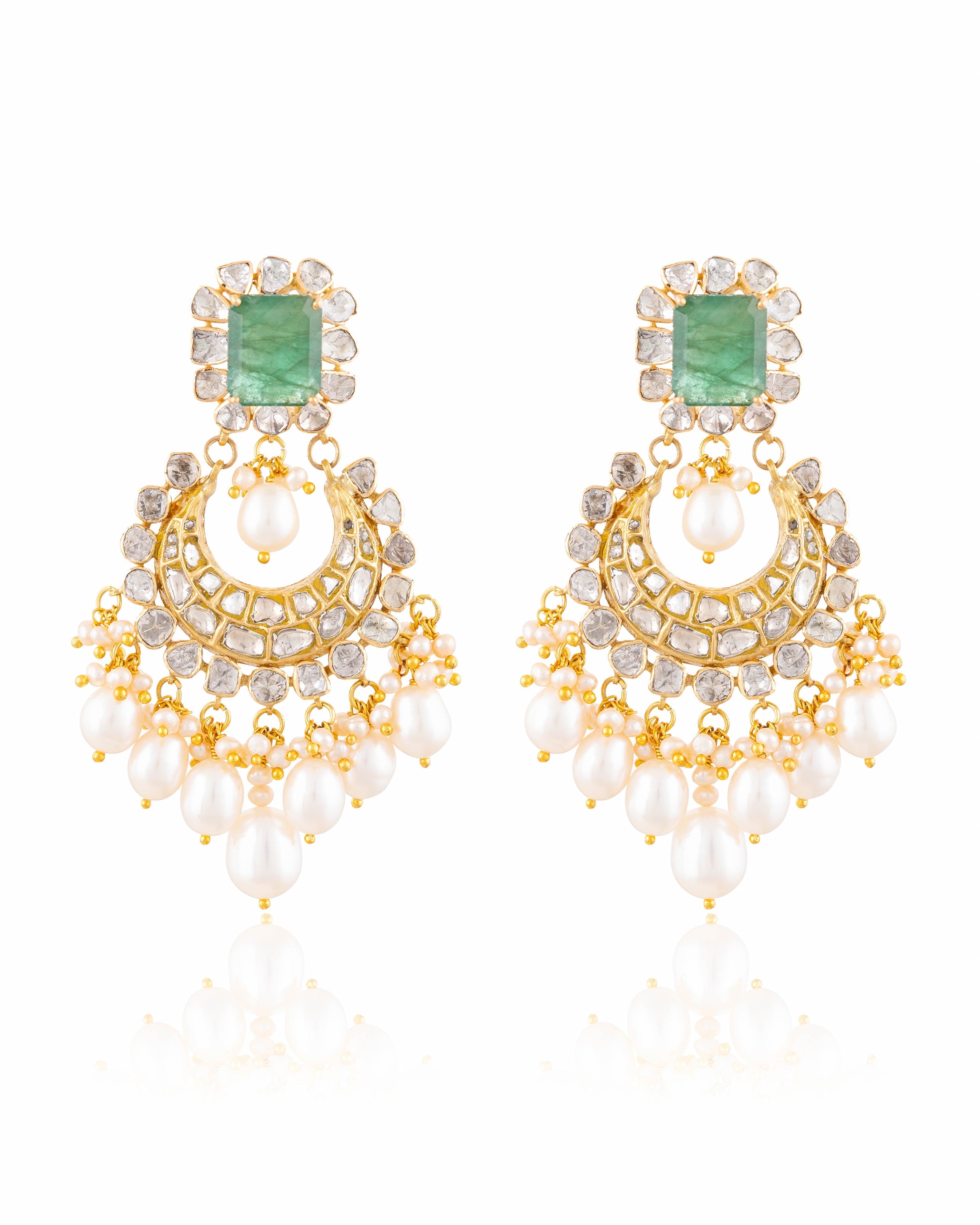 Mitra Necklace And Maitri Chandbalis Polki Set