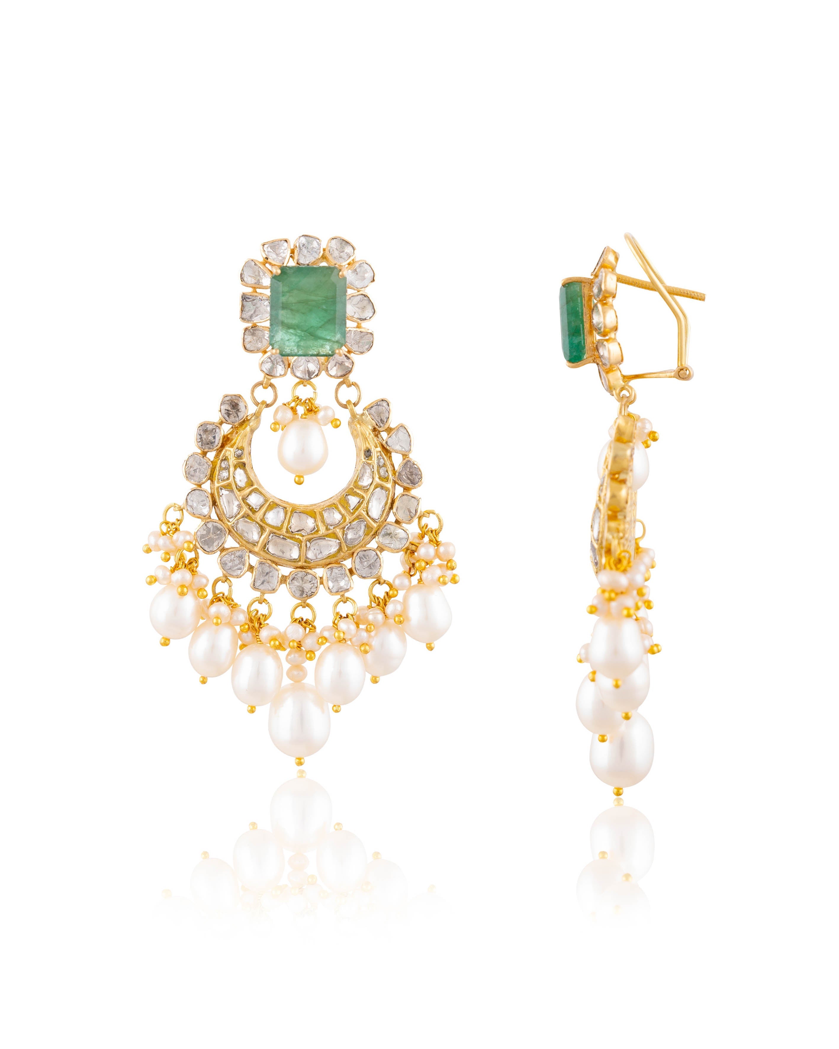 Mitra Necklace And Maitri Chandbalis Polki Set