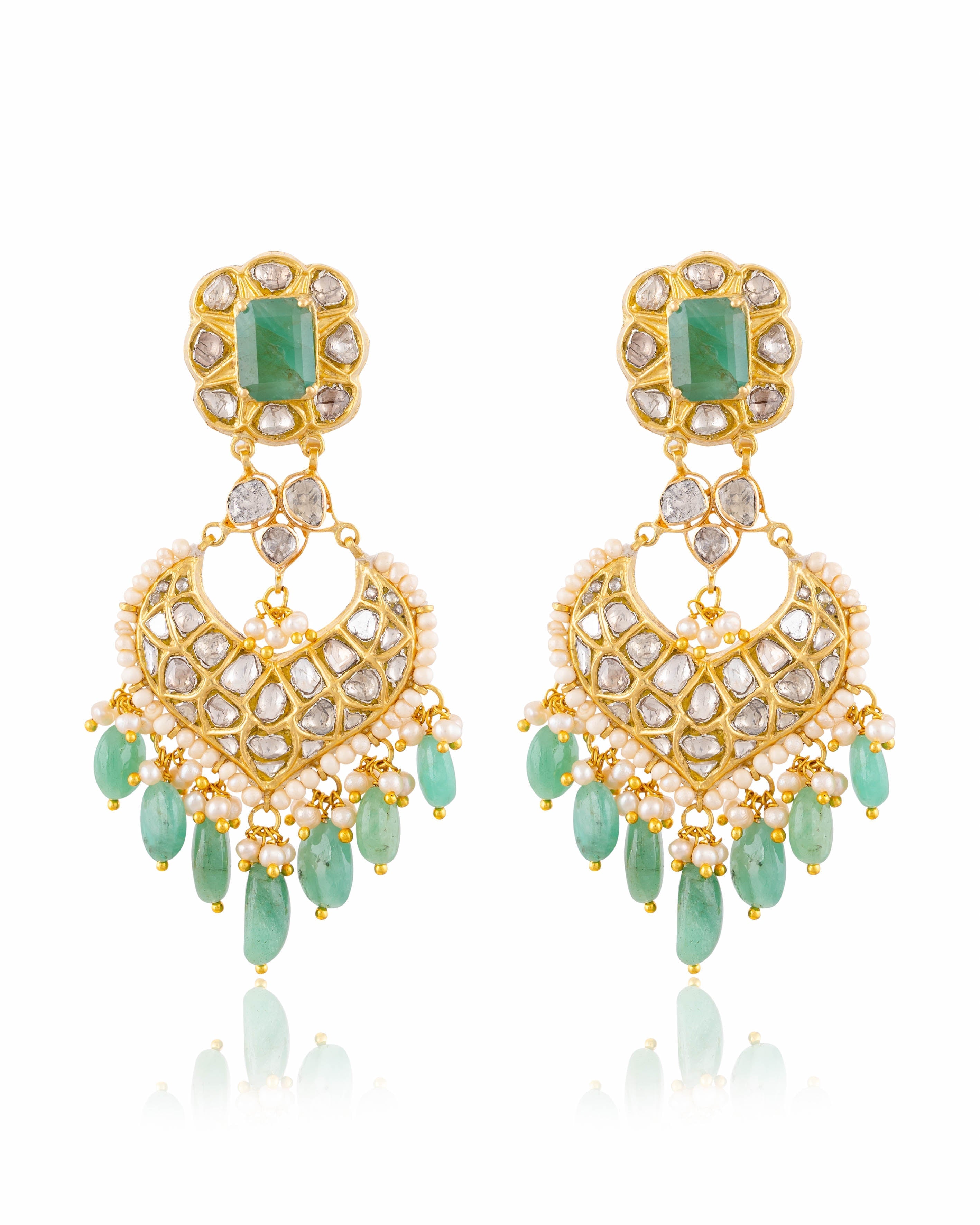 Kiran Necklace And Kavya Chandbalis Polki Set