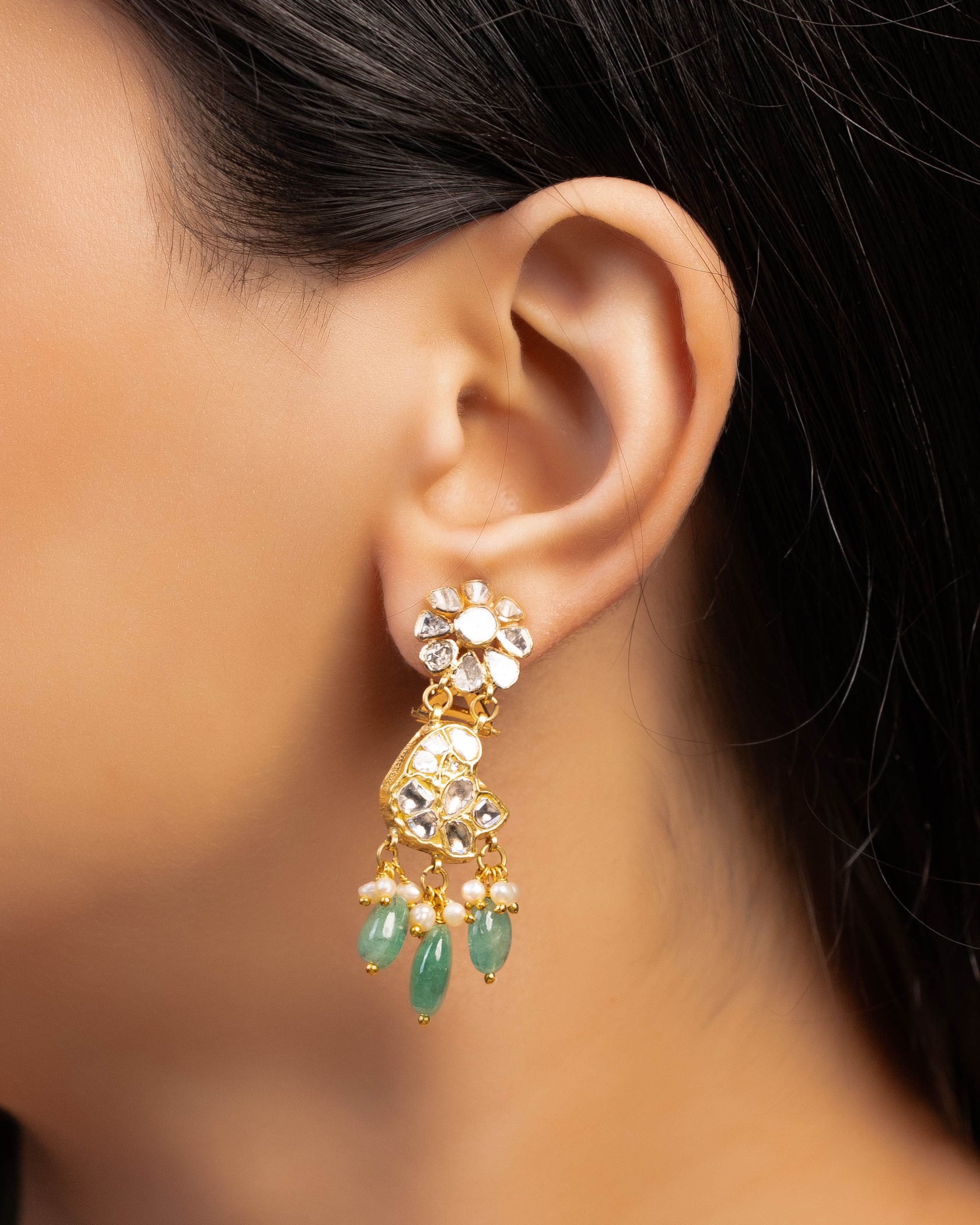 Tanvi Polki Long Earrings