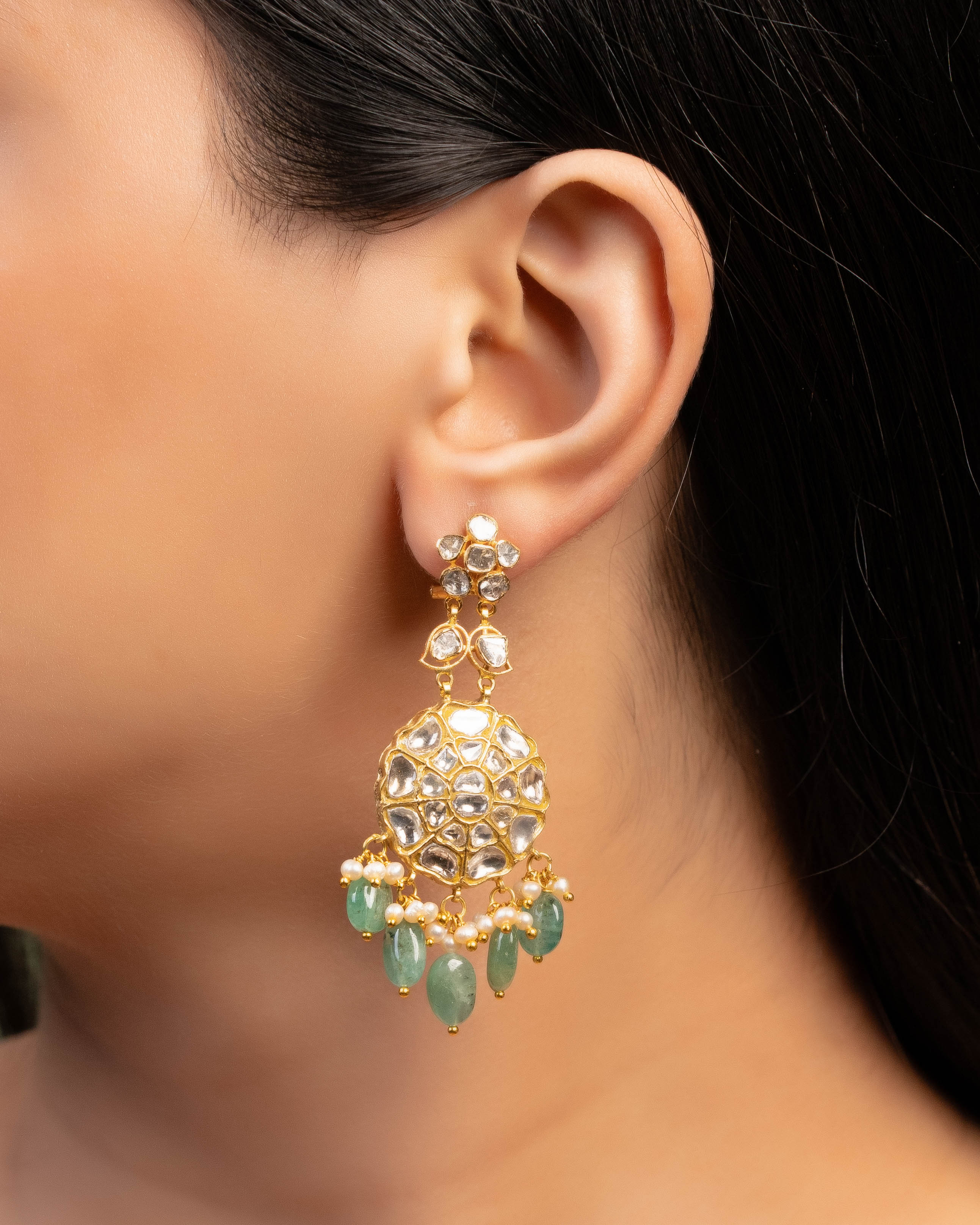 Tisa Polki Long Earrings