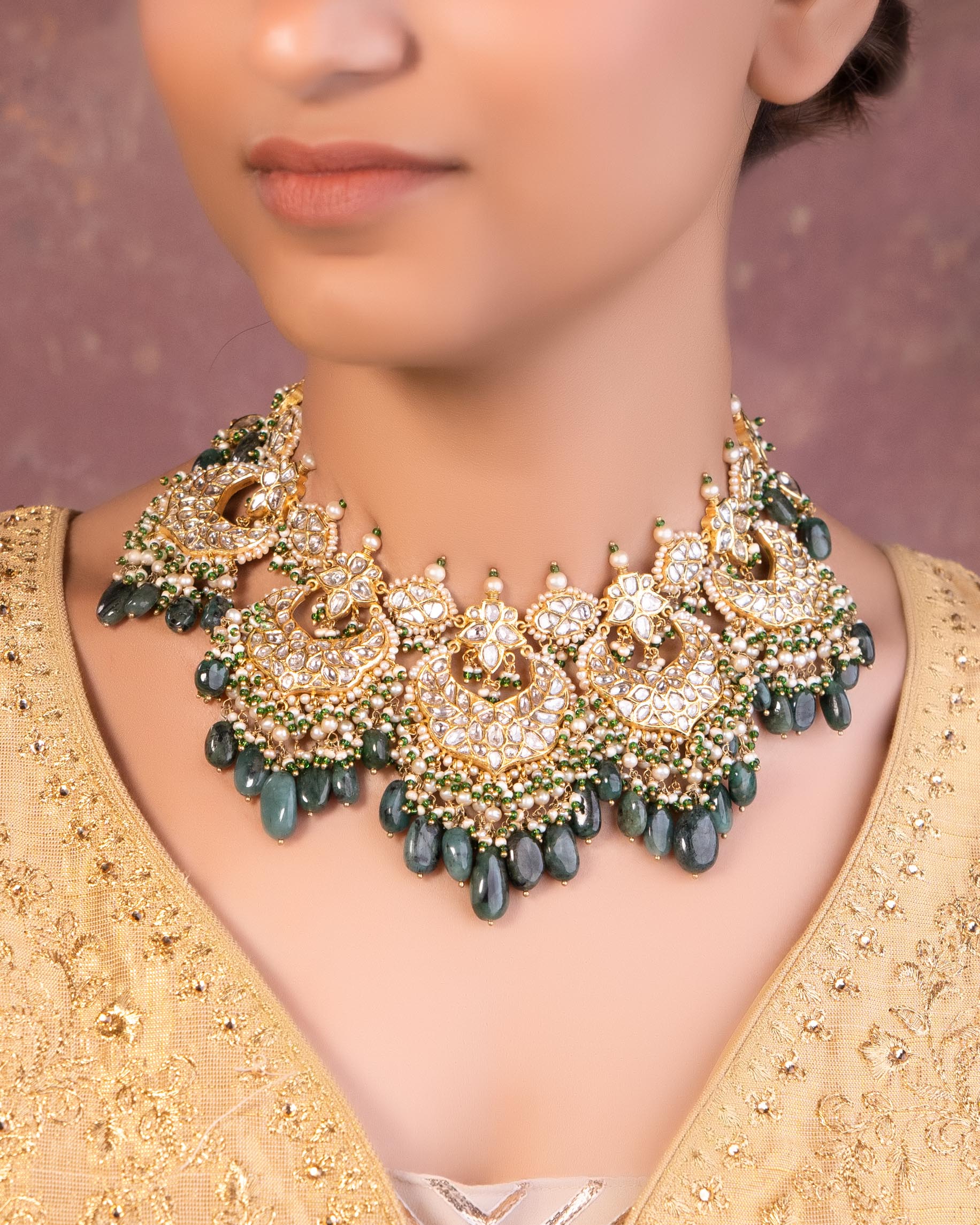 Asmita Necklace And Danvi Chandbalis Polki Set