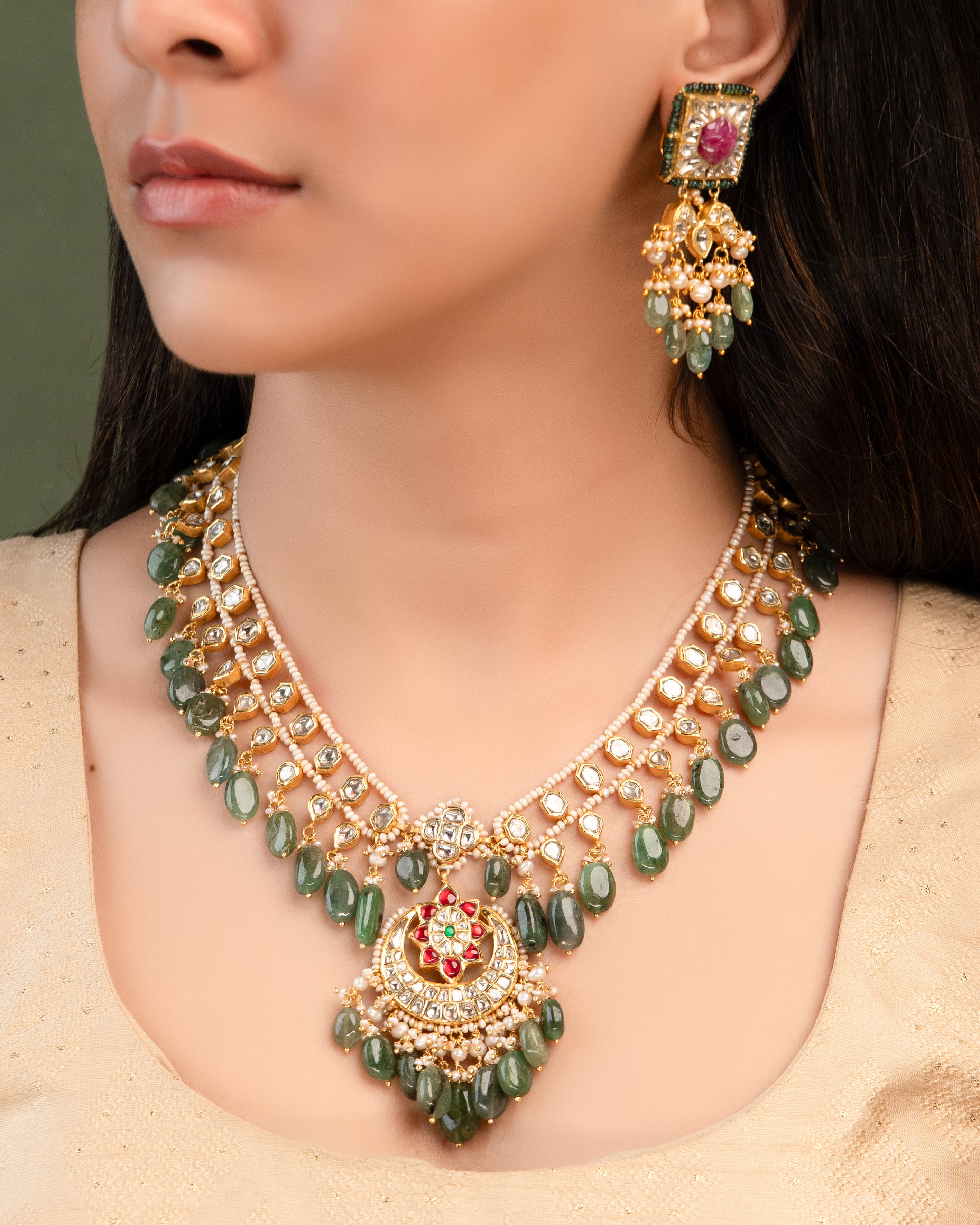 Kaisha Polki Long Earrings