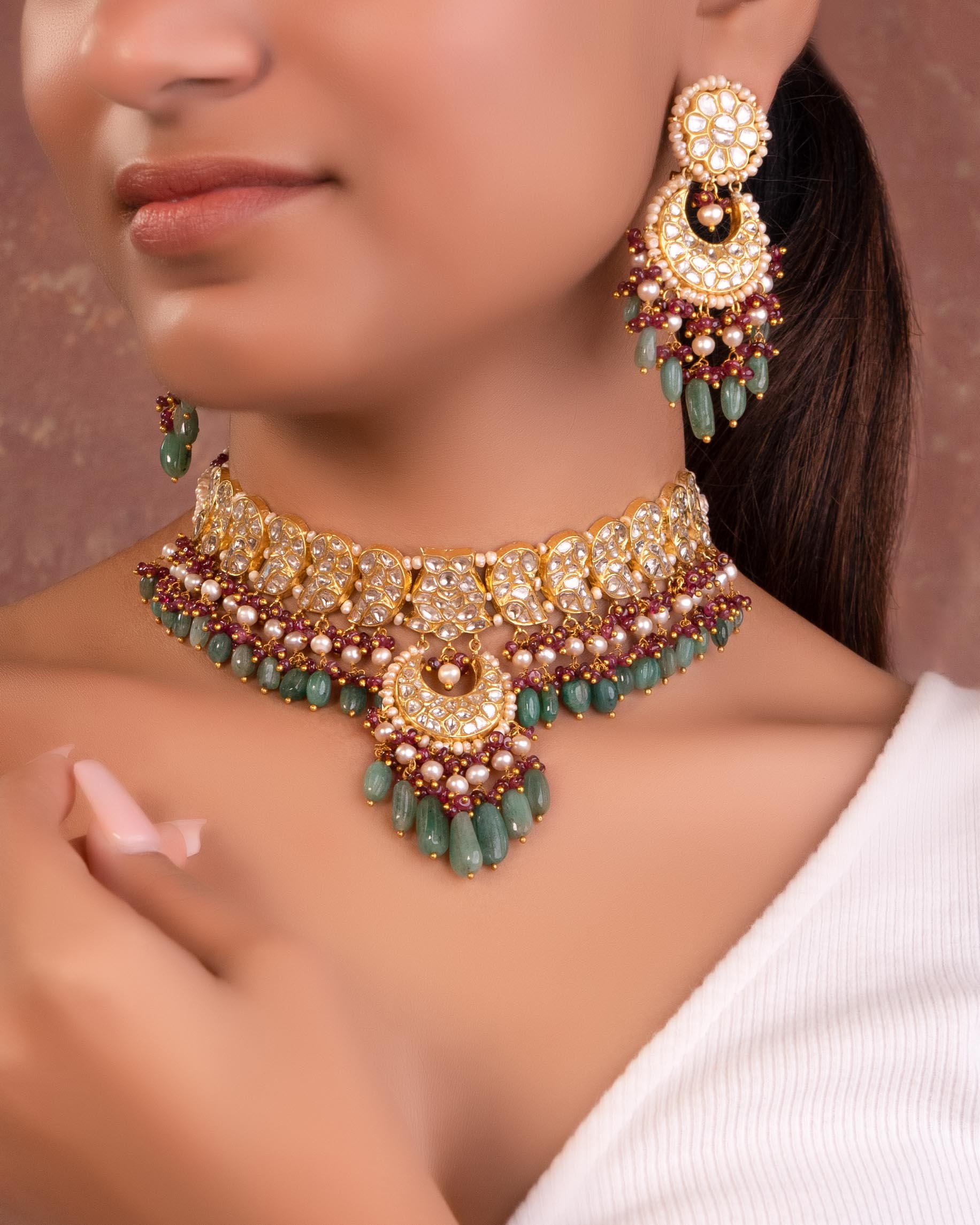 Tanya Choker And Haley Chandbalis Polki Set