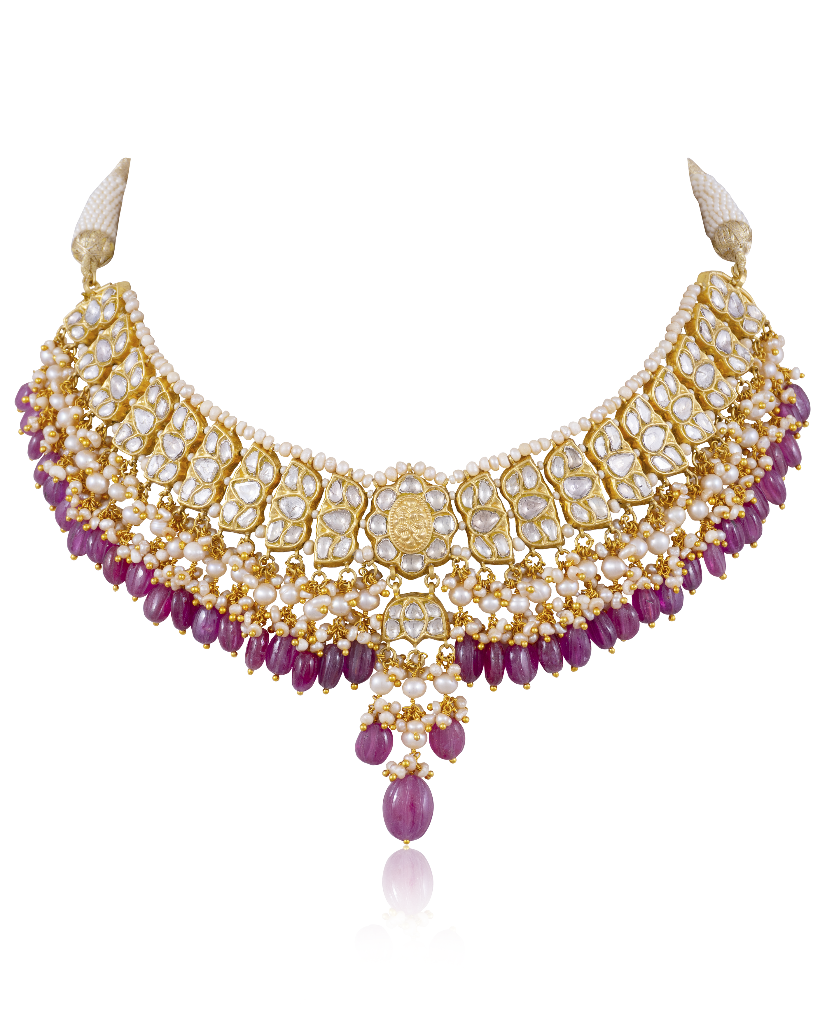 Shantae Necklace And Krutika Long Earrings Polki Set
