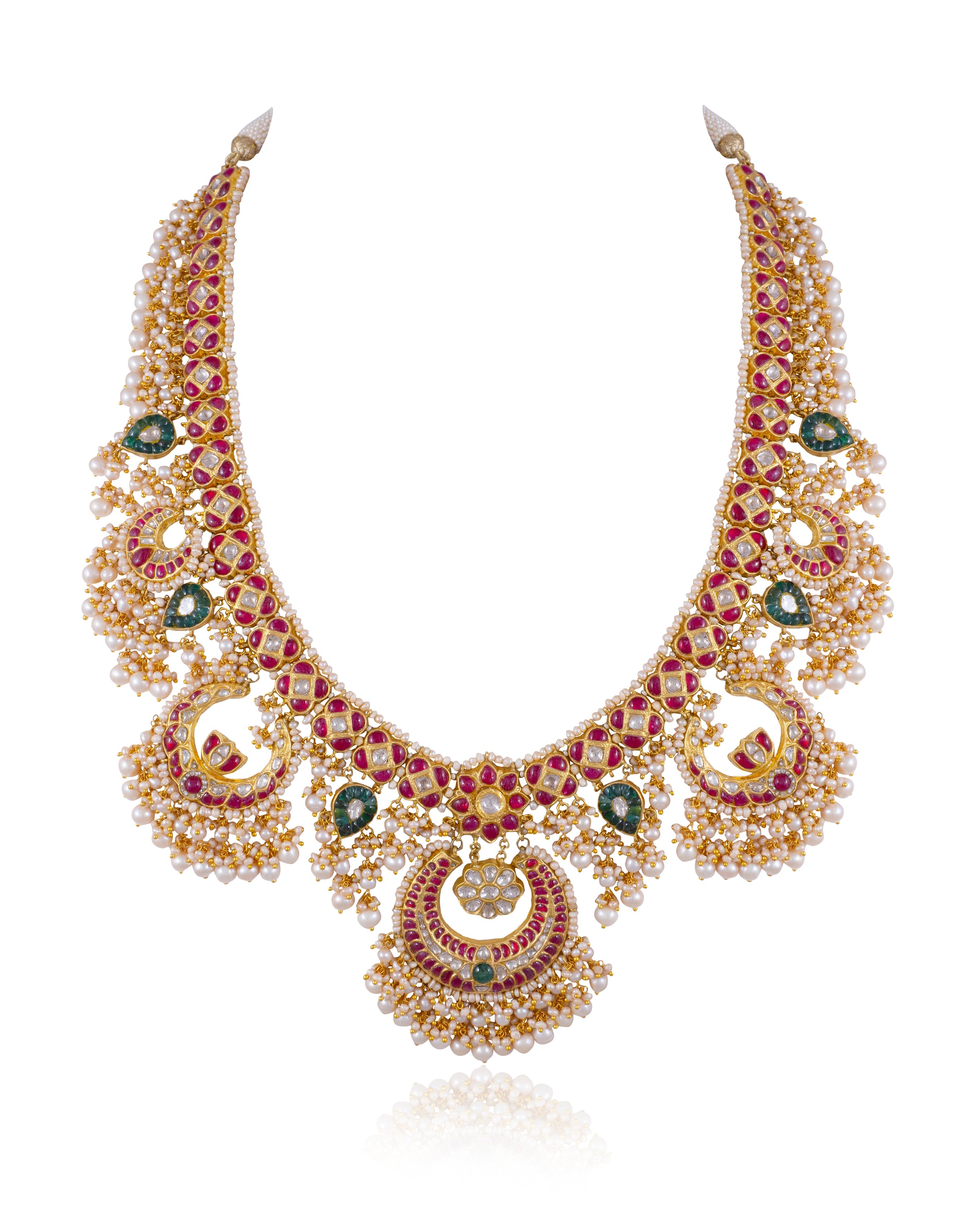 Yashika Long Necklace And Roohi Chandbalis Polki Set
