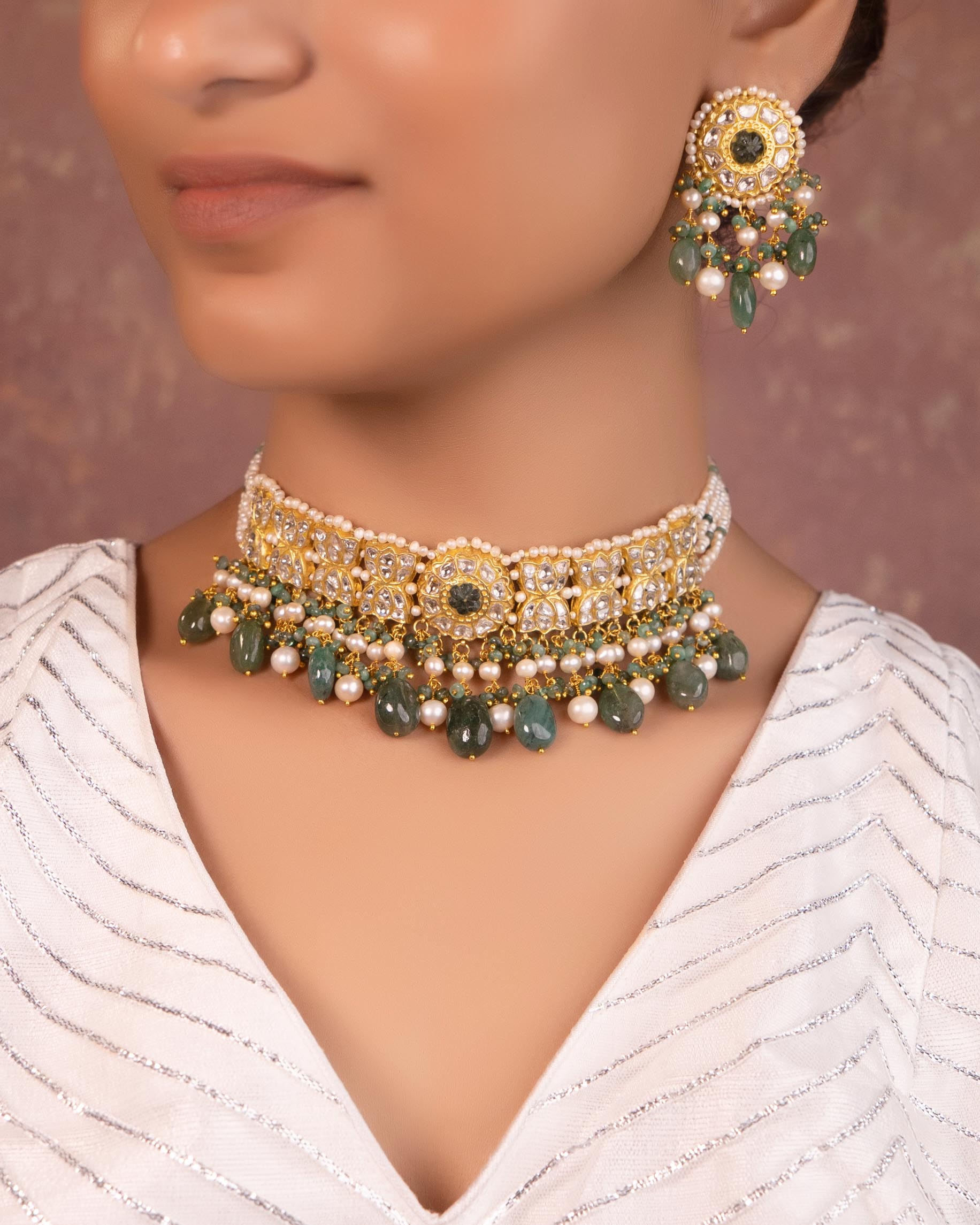 Ashia Choker And Aksha Tops Polki Set