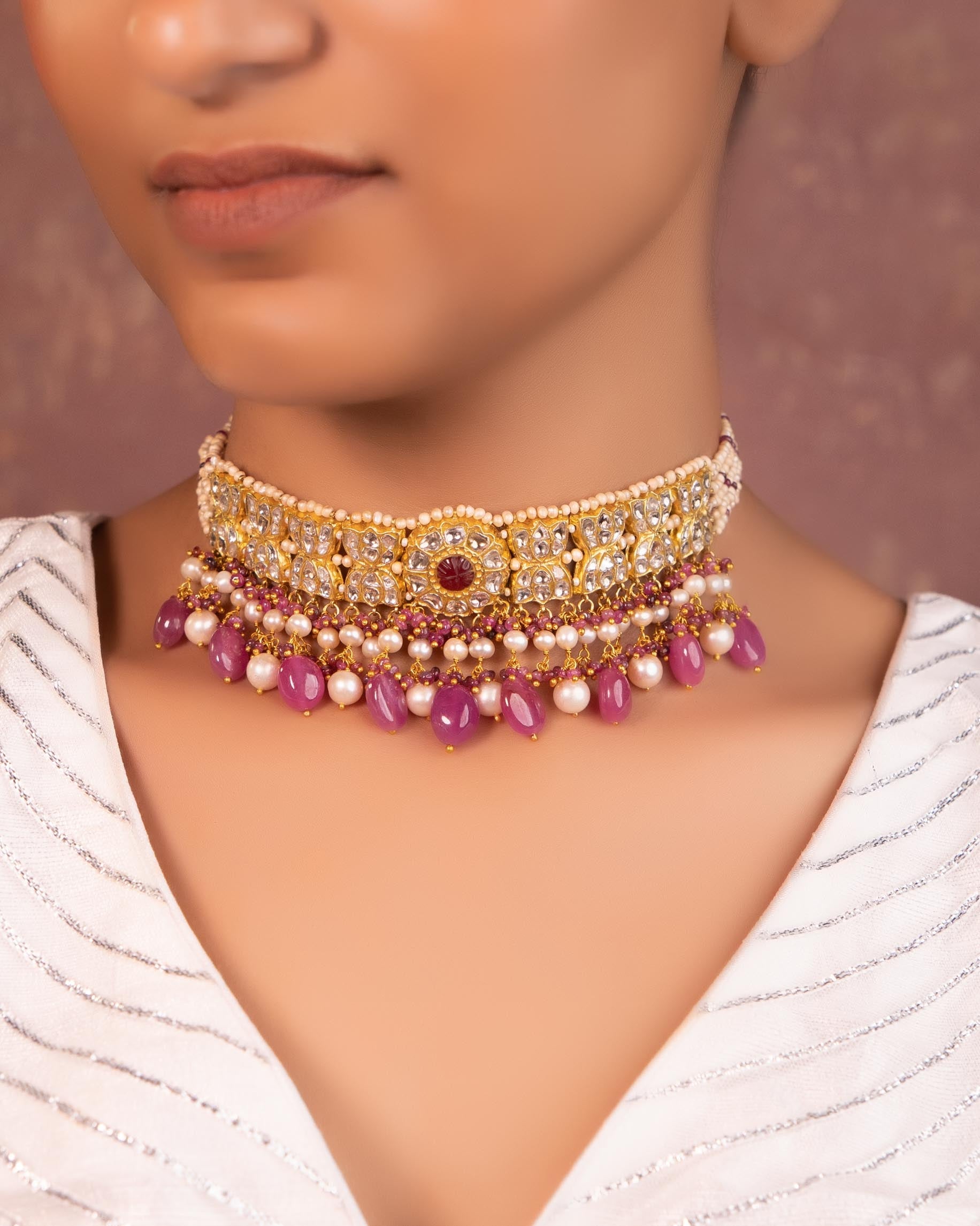 Ashia Choker And Aksha Tops Polki Set