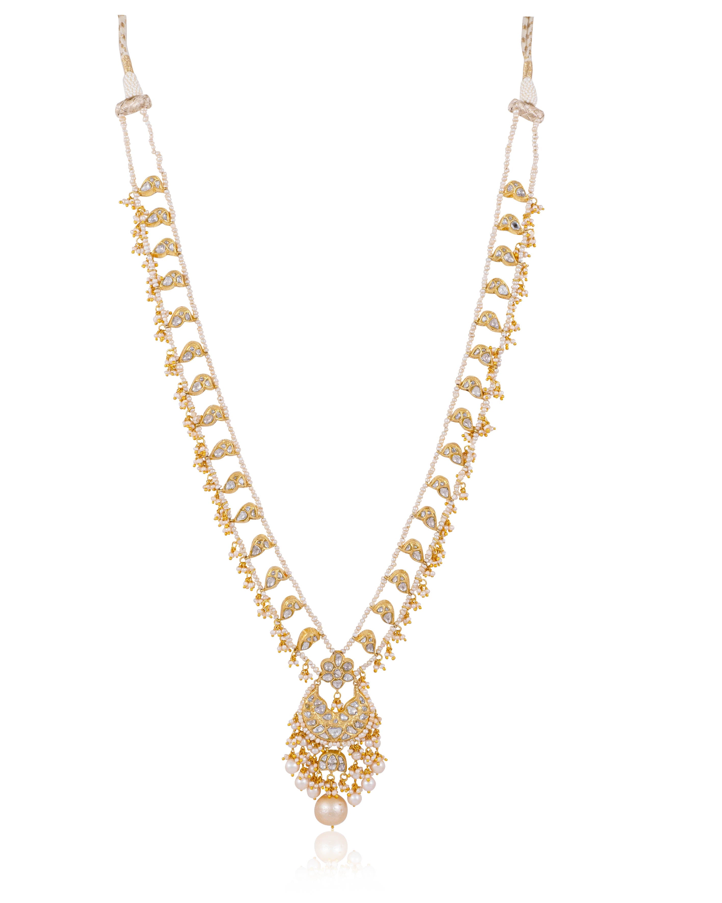 Bhavika Long Necklace And Nasya Tops Polki Set