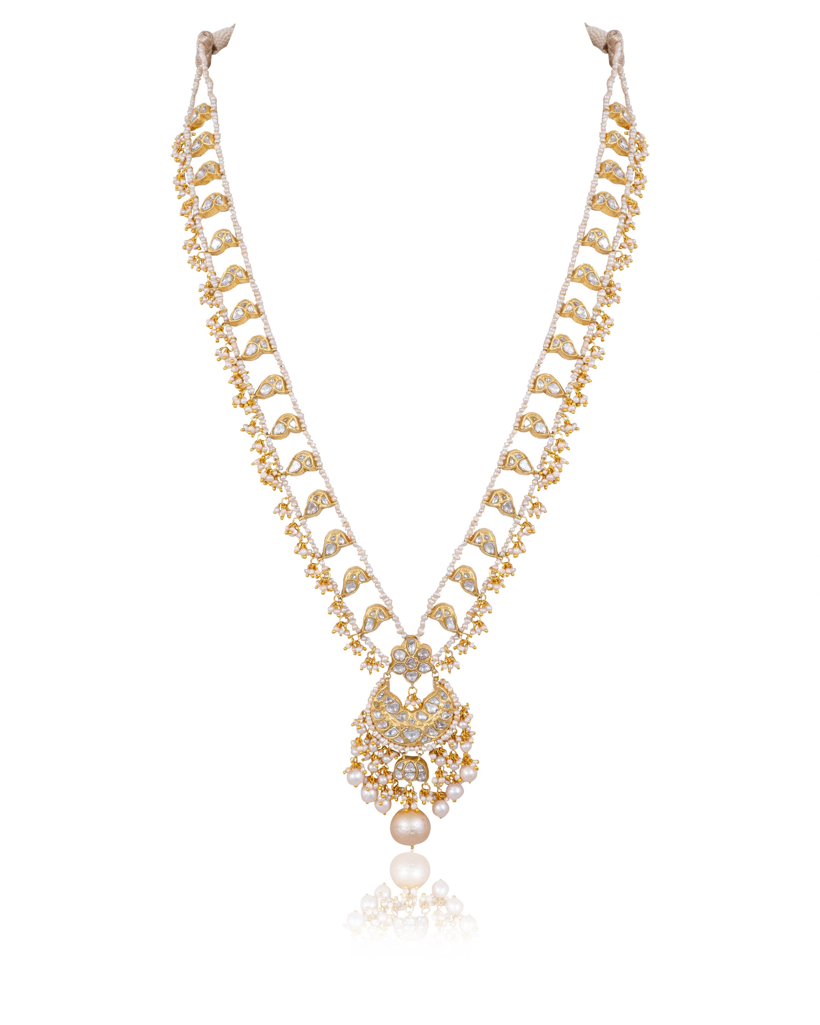 Bhavika Long Necklace And Nasya Tops Polki Set