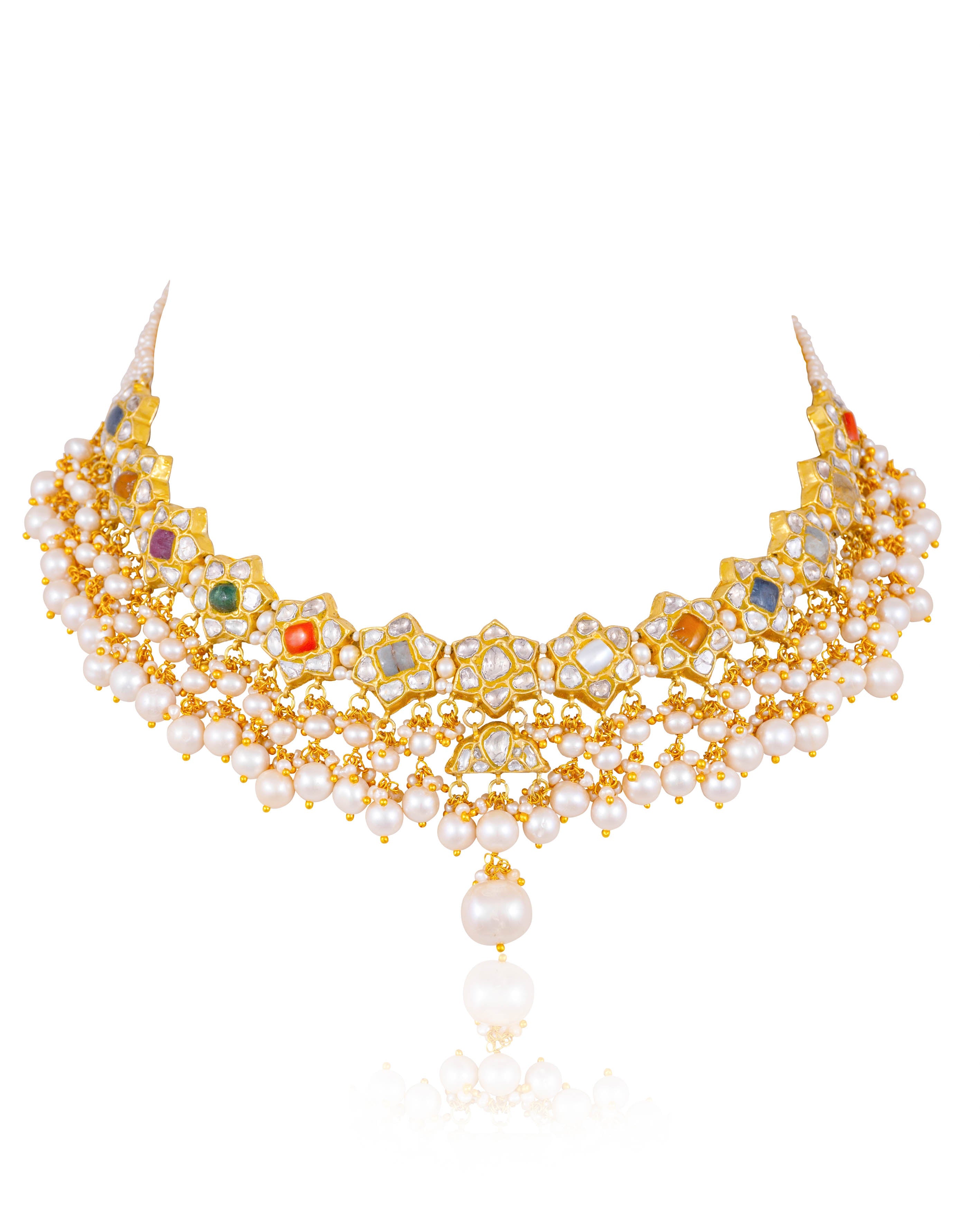 Ailish Necklace And Davina Tops Polki Set