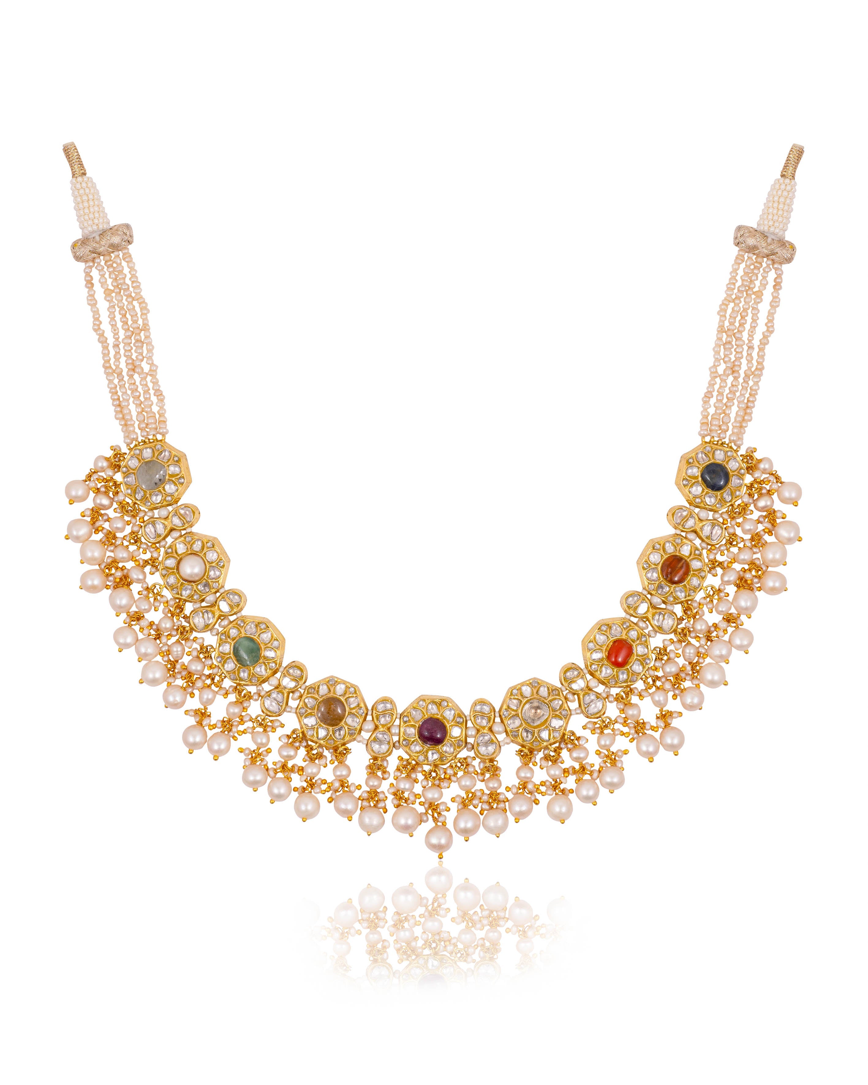 Nusrat Necklace And Earlina Tops Polki Sets