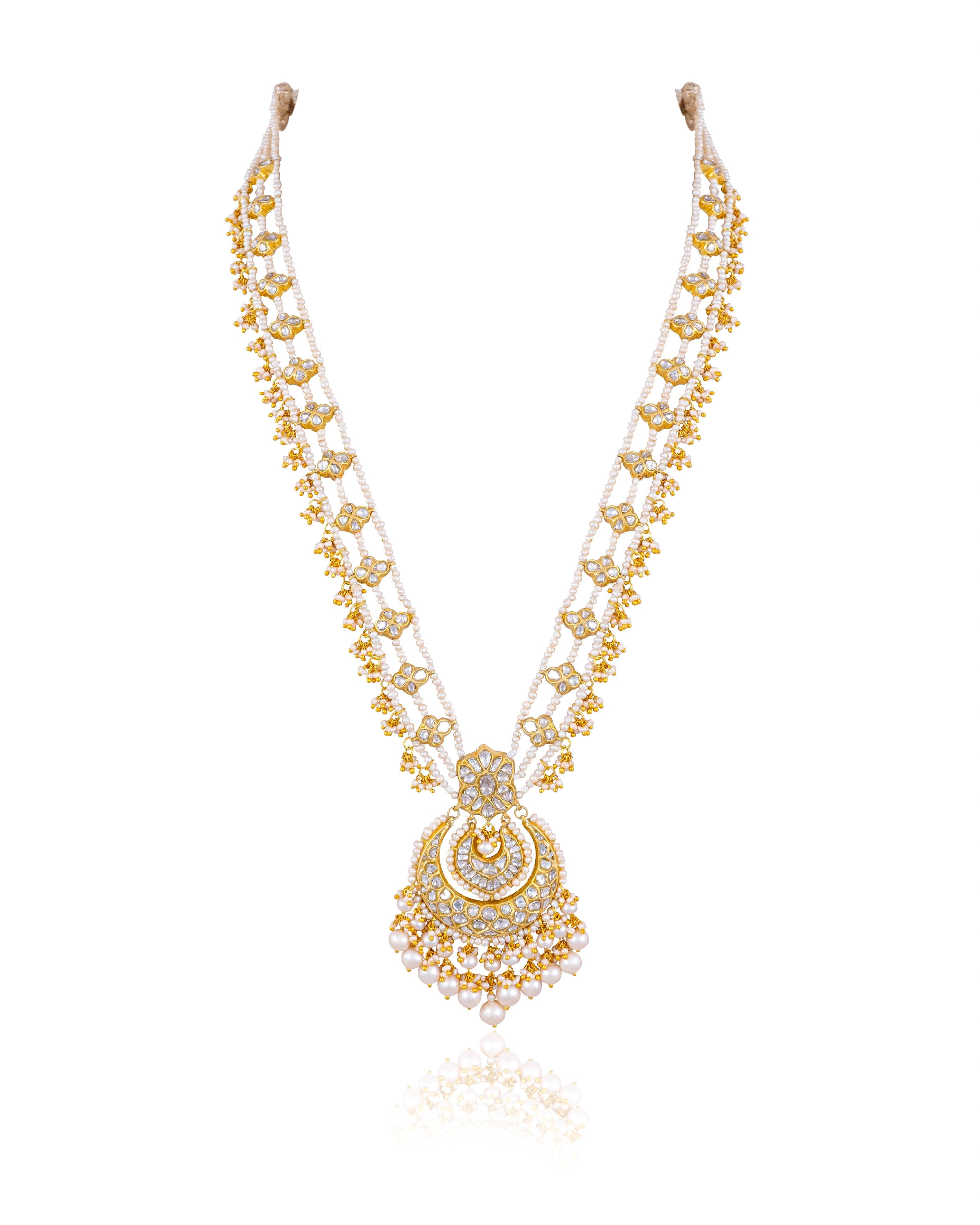 Kaisha Long Necklace And Fahima Tops Polki Set