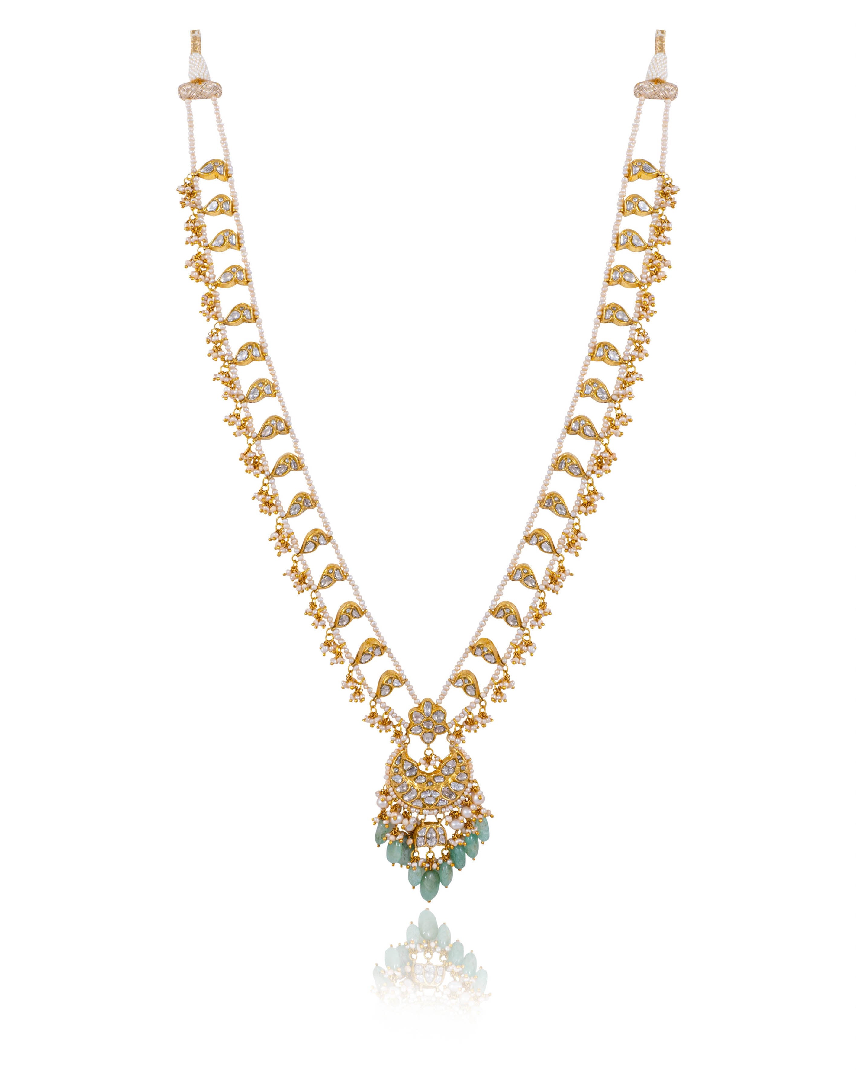 Vishruti Long Necklace And Krunali Tops Polki Set