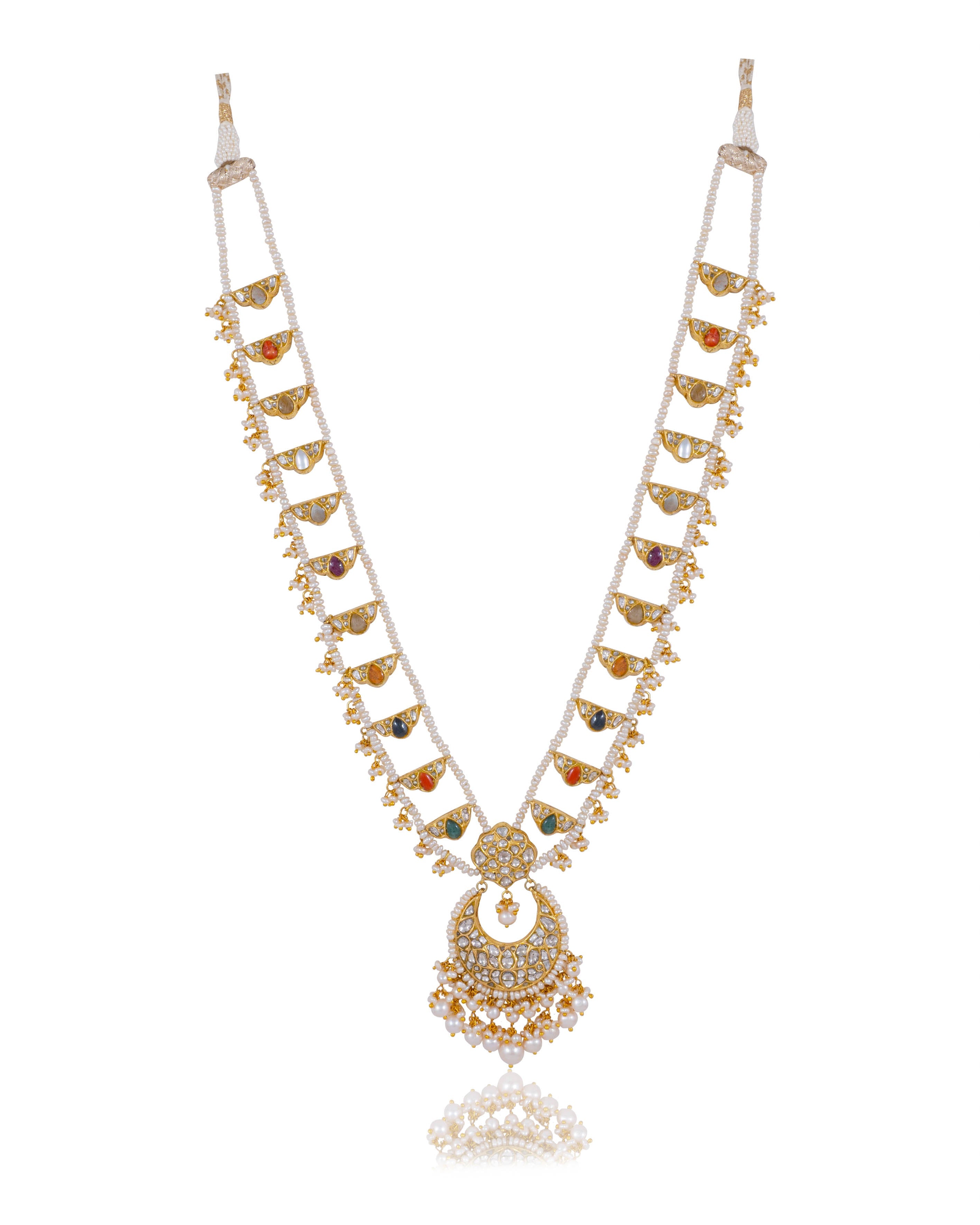 Navya Long Necklace And Vani Tops Polki Set