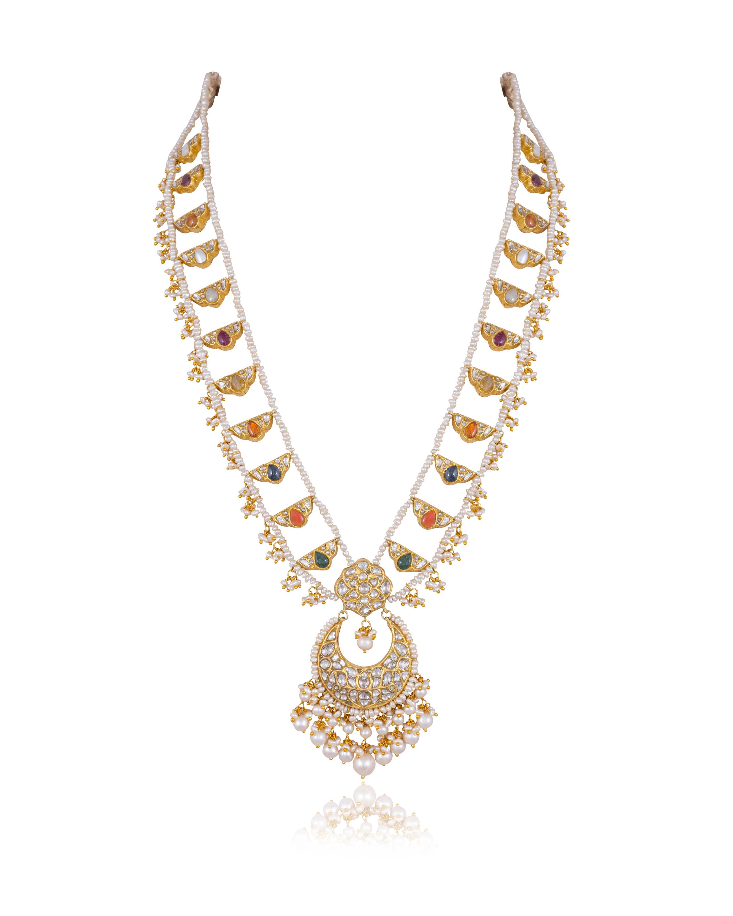 Navya Long Necklace And Vani Tops Polki Set