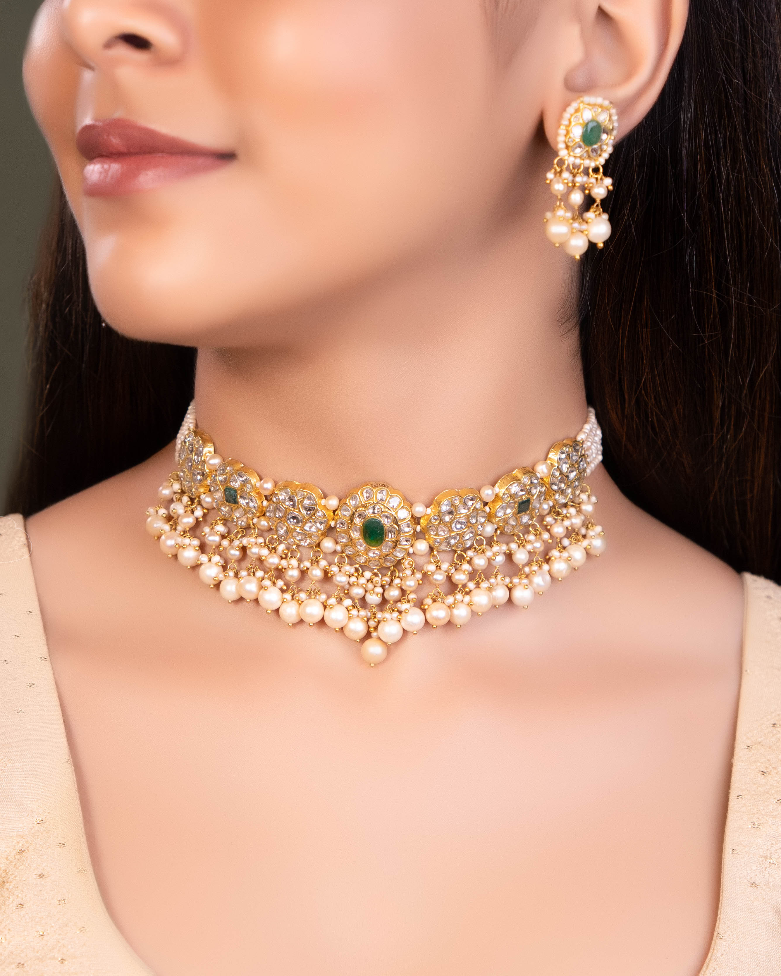 Ridhika Choker And Vrija Tops Polki Set