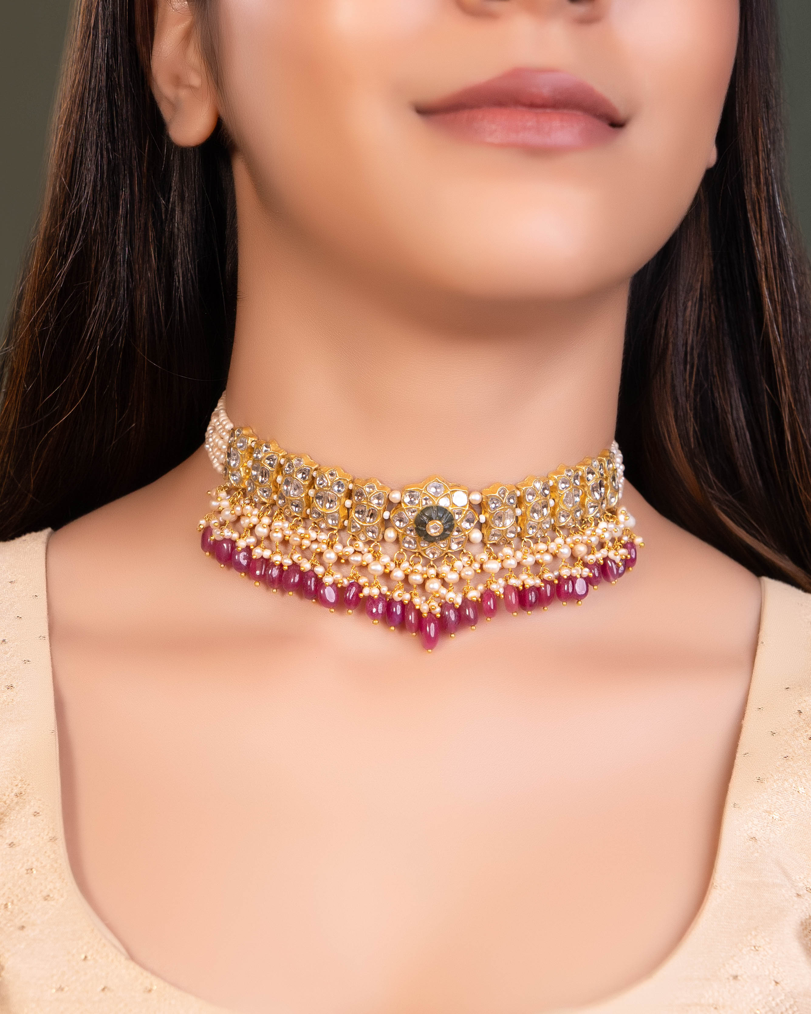 Racheal Necklace And Malvika Tops Polki Set