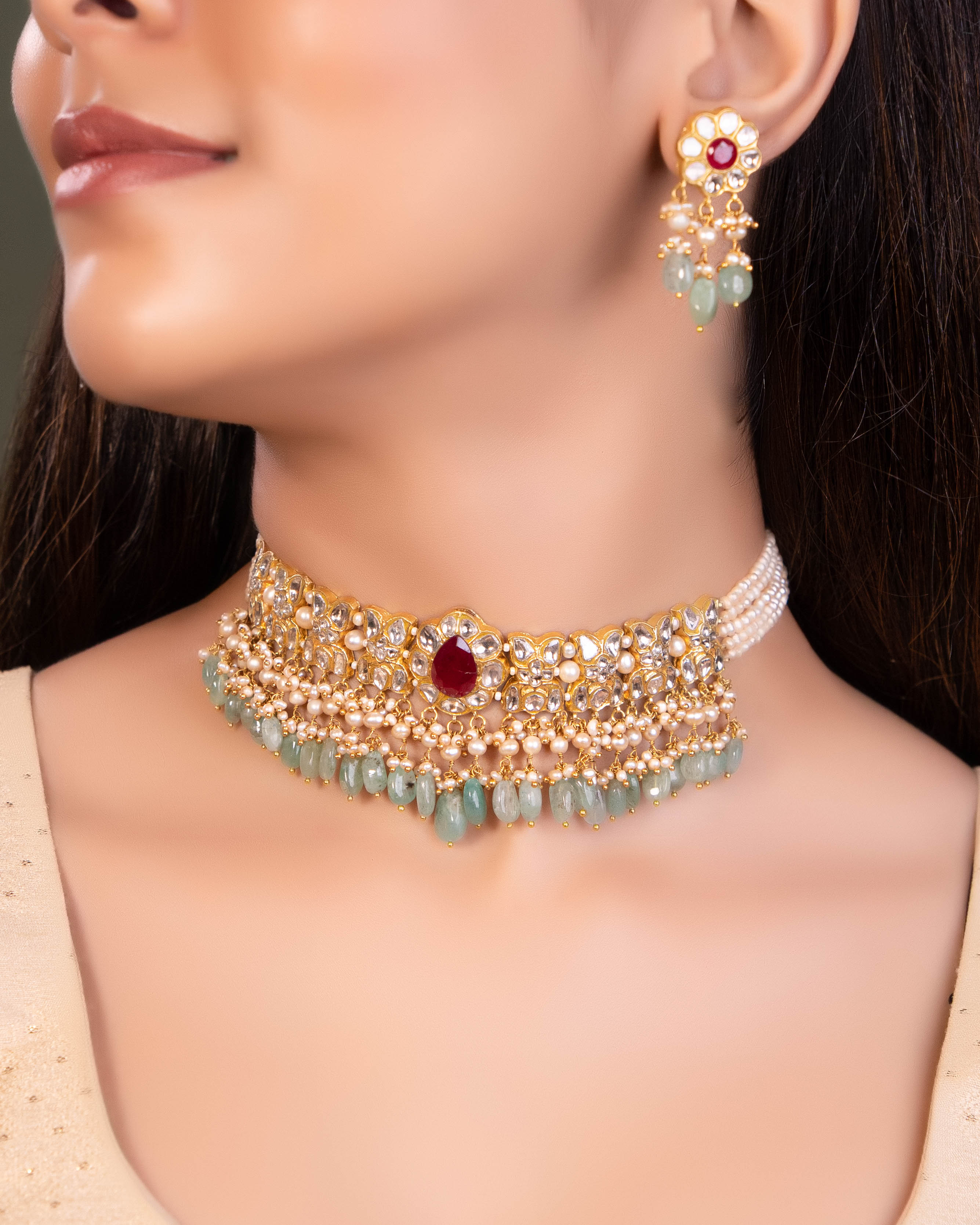 Sejal Choker And Aarohi Tops Polki Set