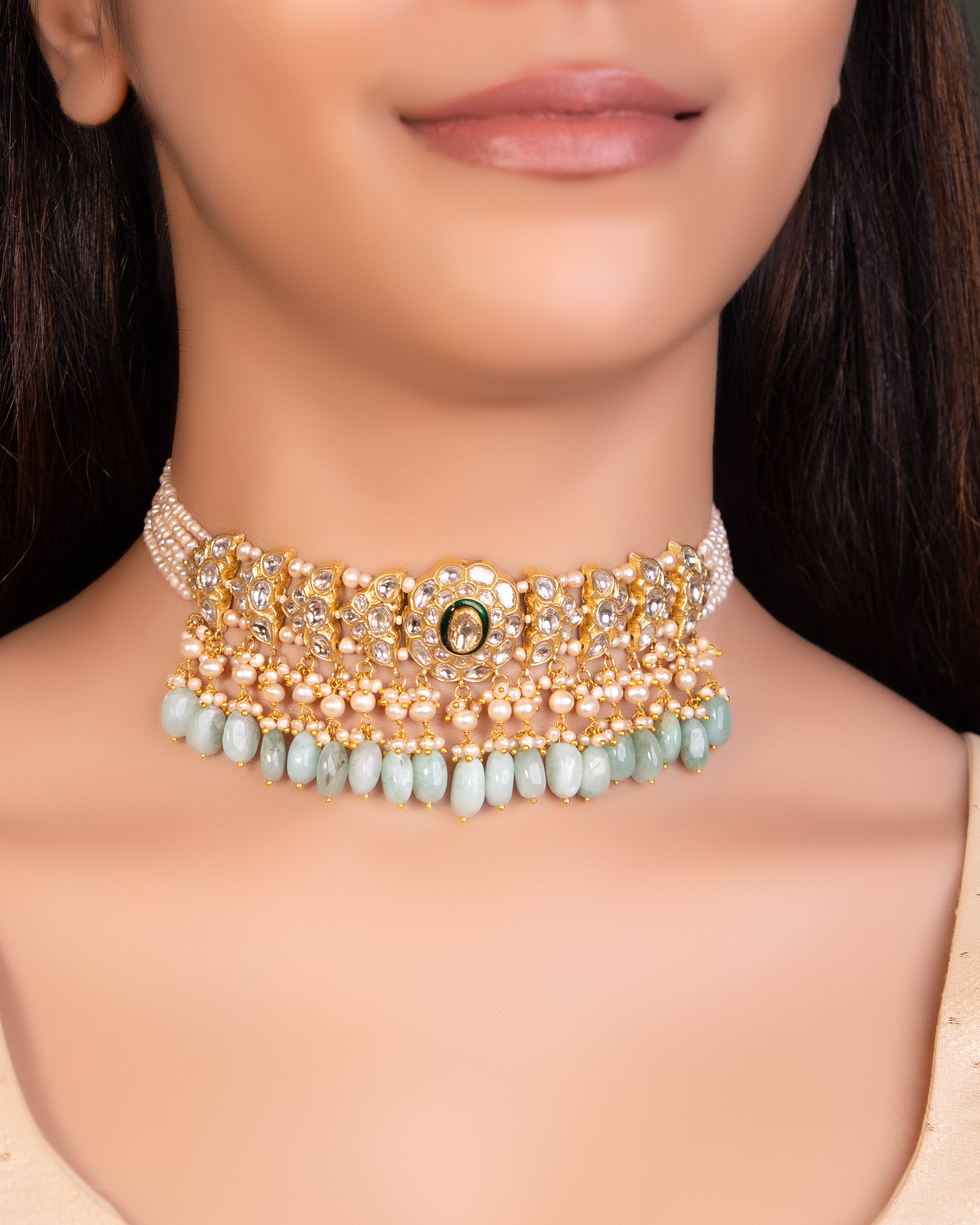 Sonakshi Choker And Rakhii Tops Polki Set