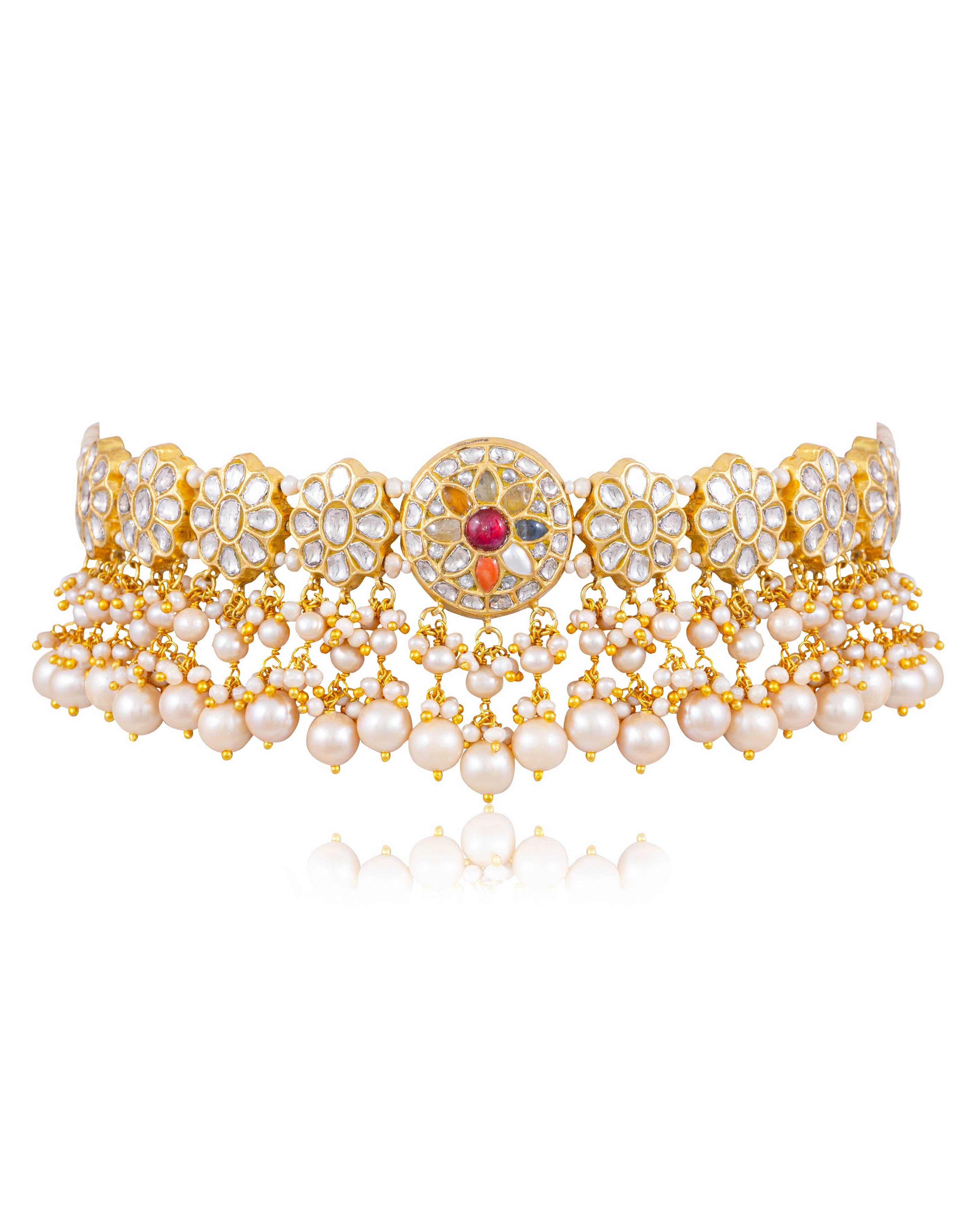 Brishta Choker And Shagun Tops Polki Set