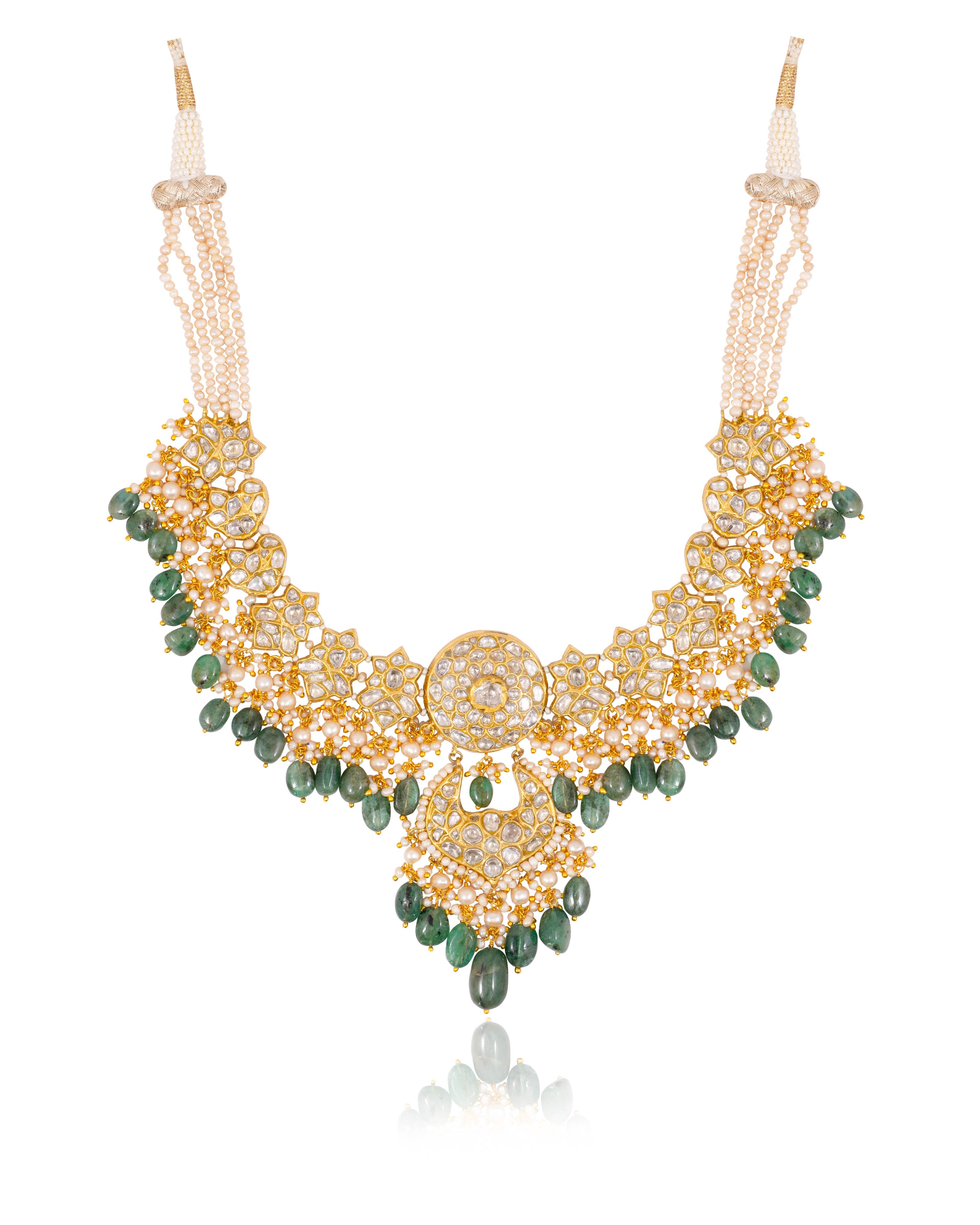 Aneeksha Necklace And Dikshita Chandbalis Polki Set
