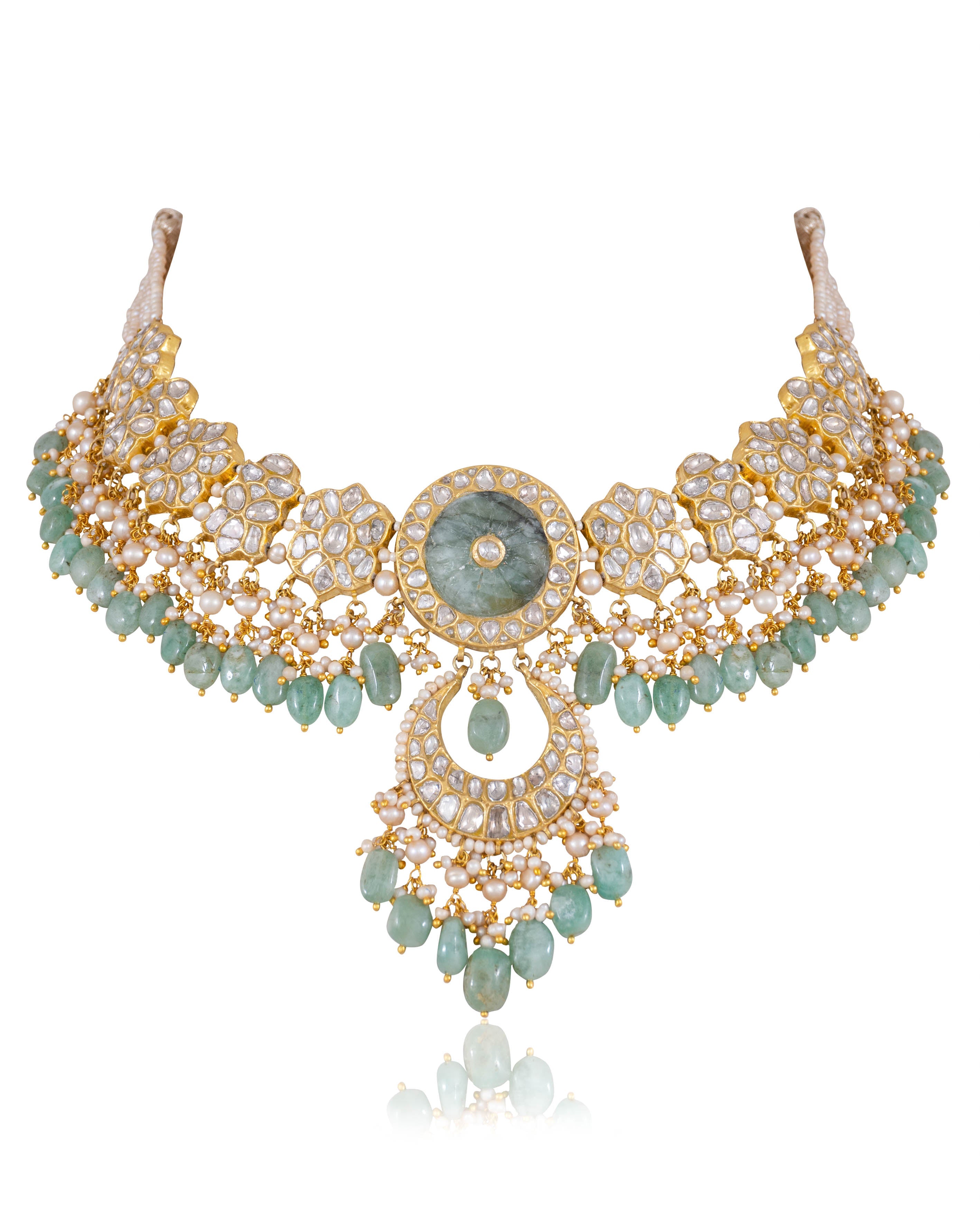 Suhana Necklace And Medha Chandbalis Polki Set