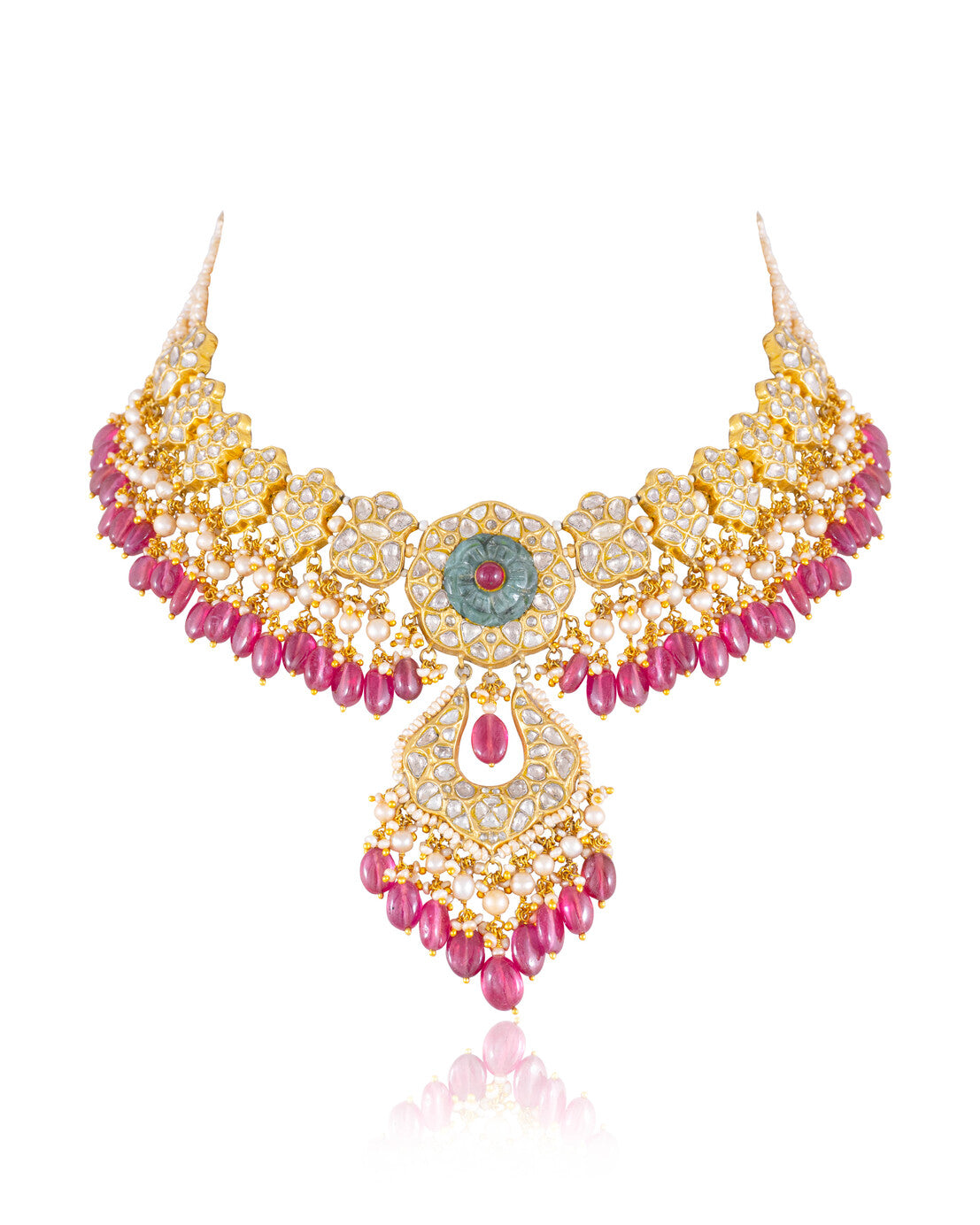 Vasudha Necklace And Viyaa Chandbalis Polki Set