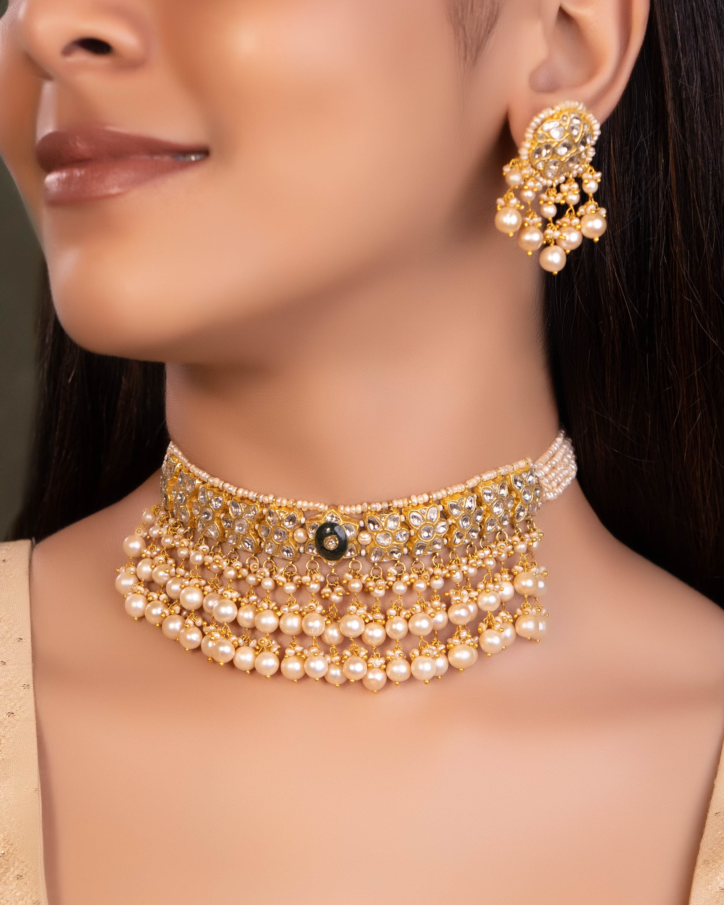 Ariba Choker And Ishita Tops Polki Set