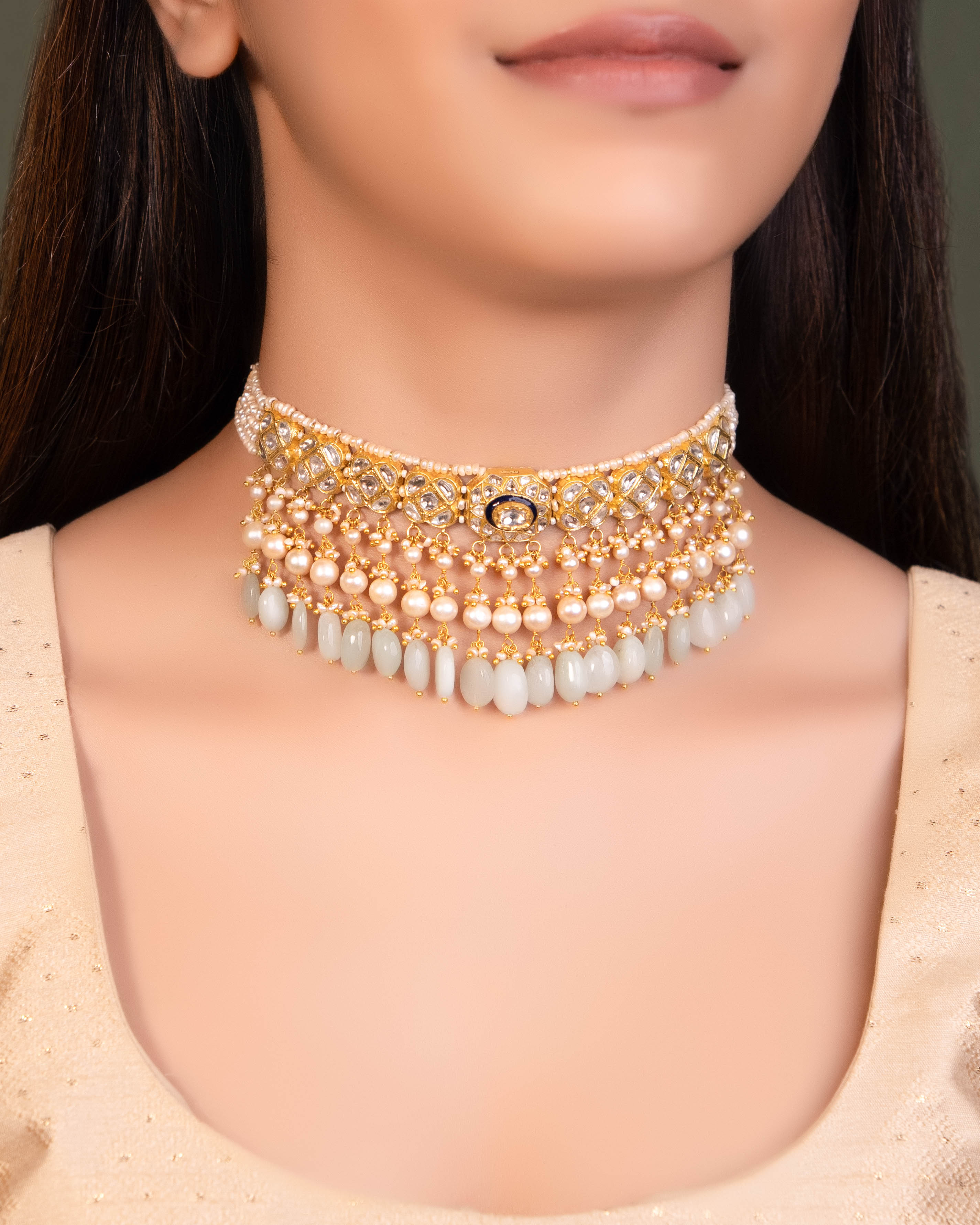 Sharvni Necklace And Johanna Tops Polki Set