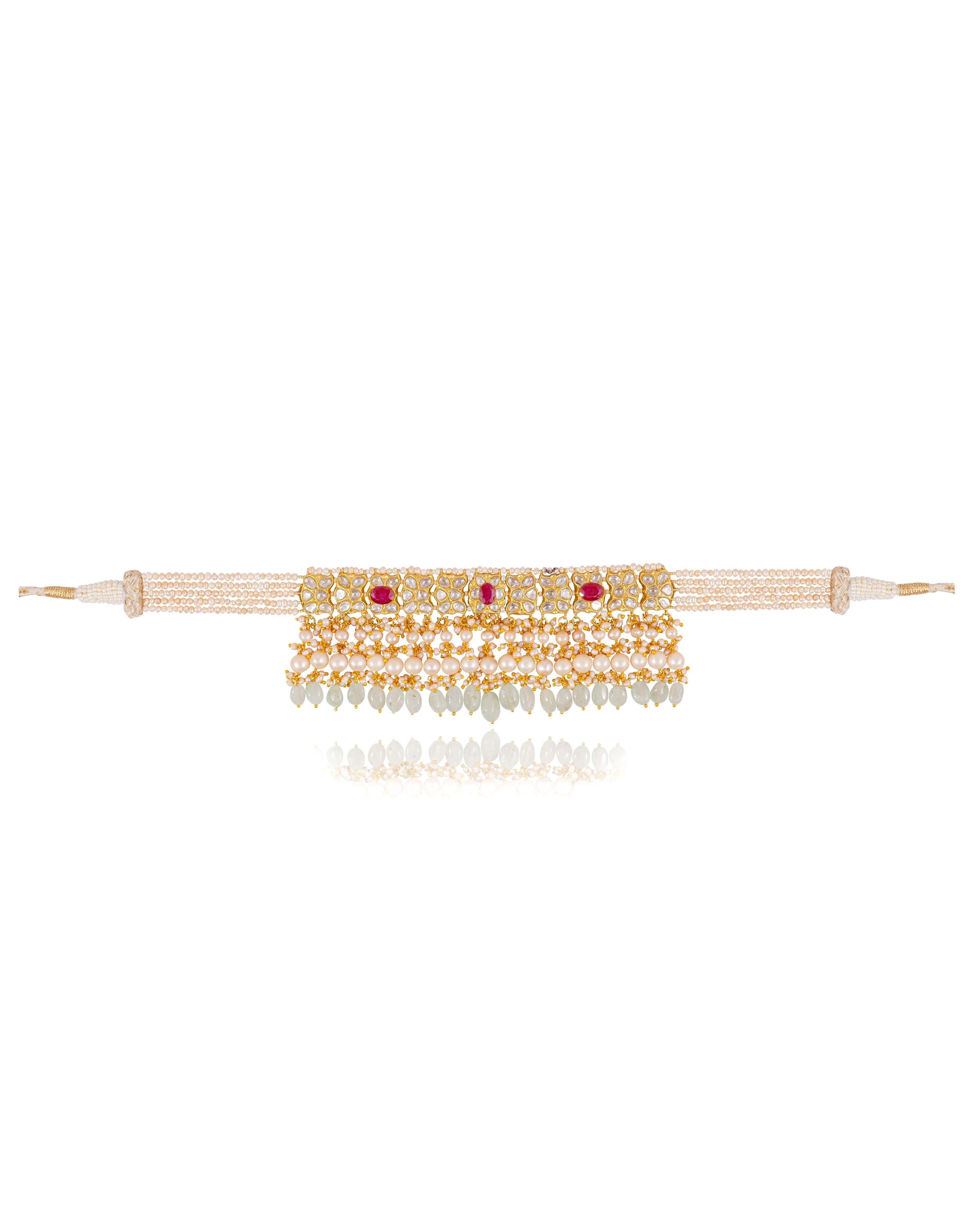 Vrsuhti Choker And Gunjan Tops Polki Set