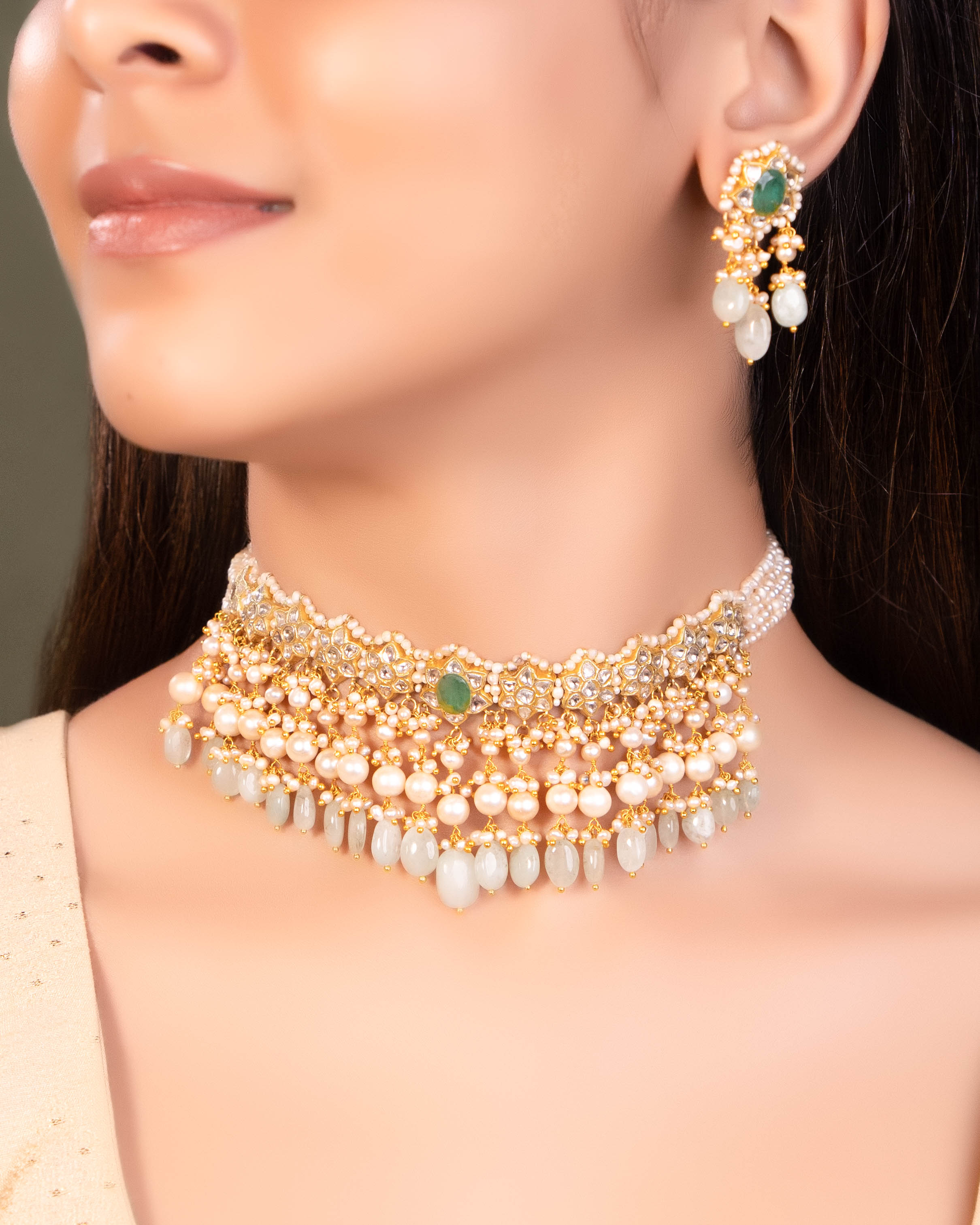 Sashika Choker And Devangi Tops Polki Set