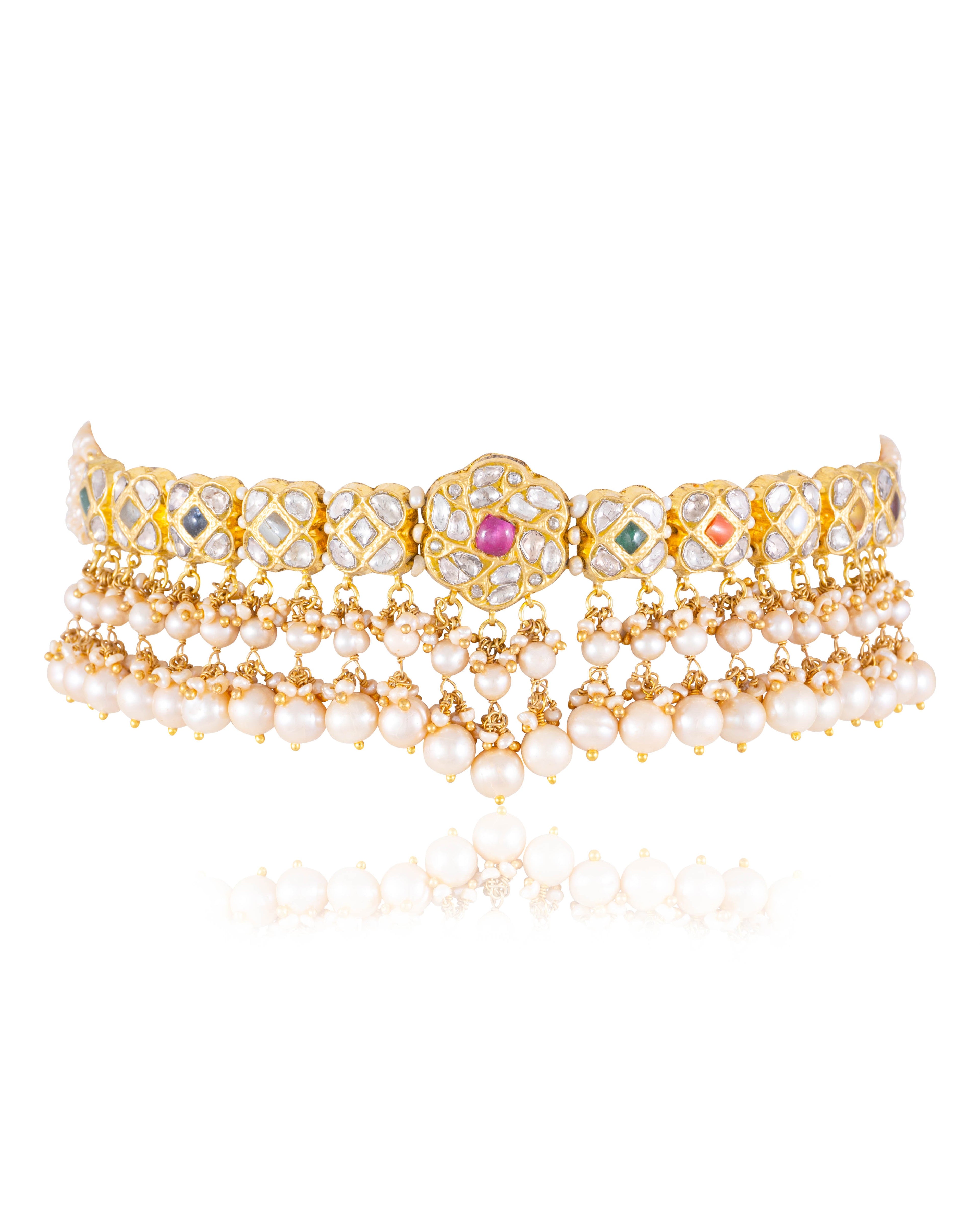 Khadija Choker And Aakriti Tops Polki Set