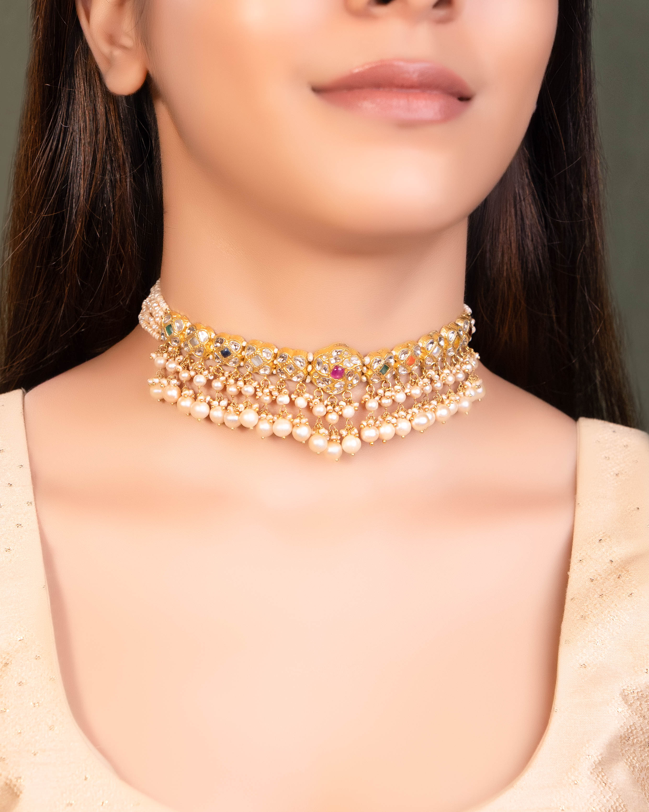 Khadija Choker And Aakriti Tops Polki Set