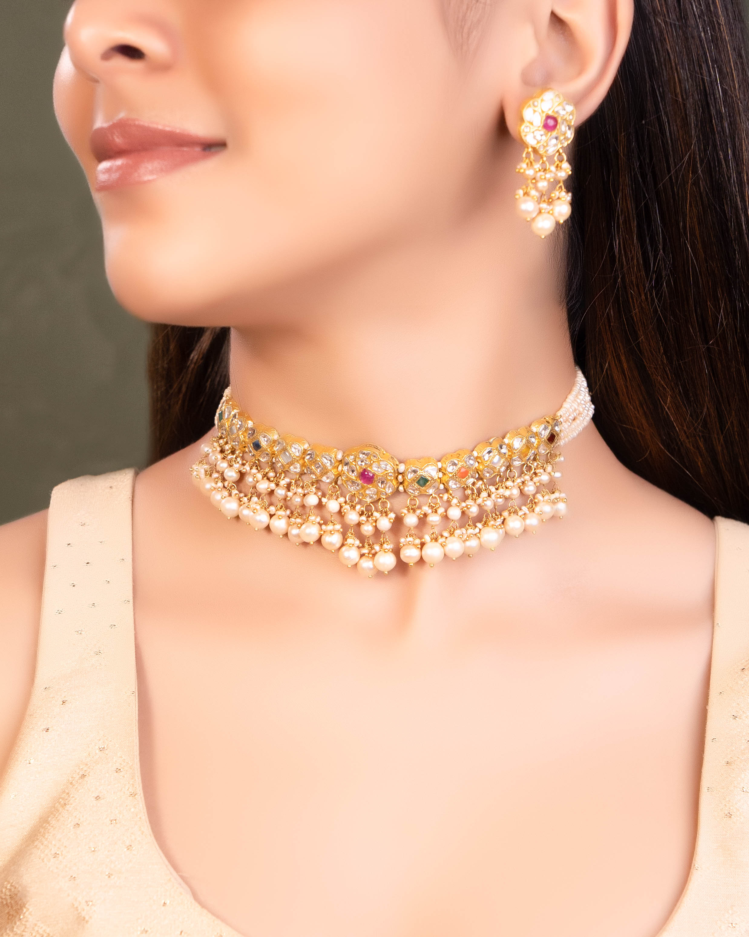 Khadija Choker And Aakriti Tops Polki Set