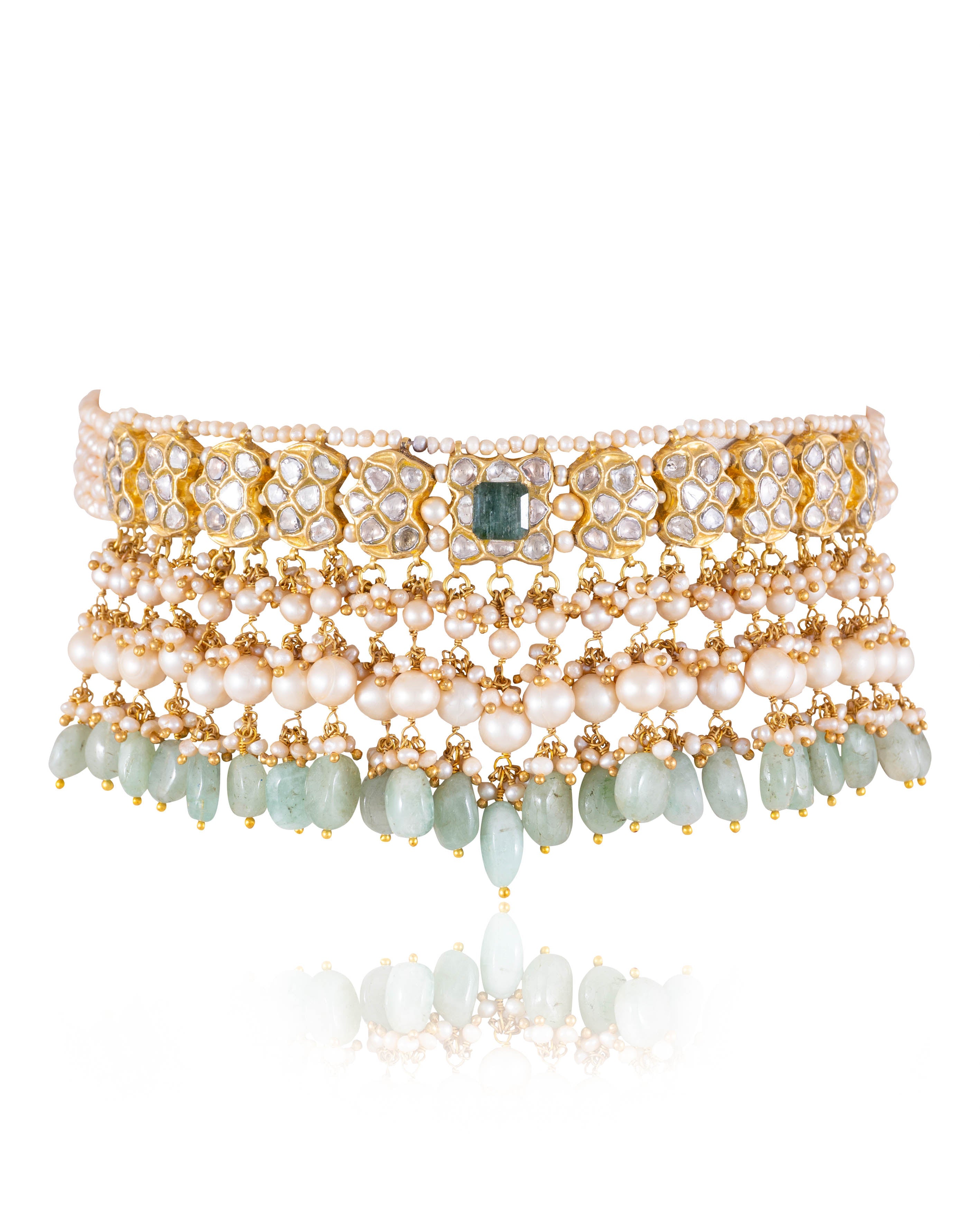 Devanshi Choker And Rushvi Tops Polki Set