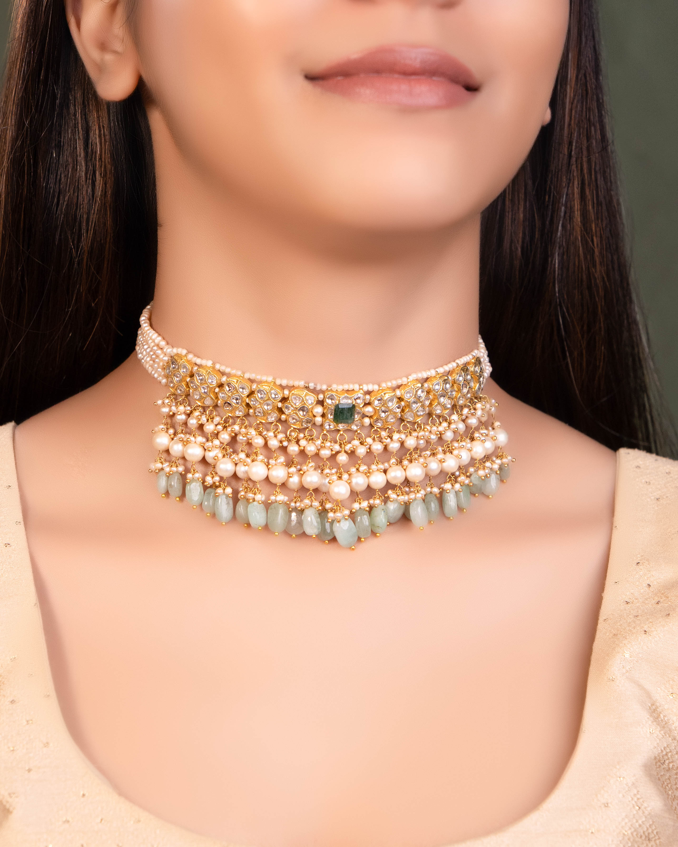 Devanshi Choker And Rushvi Tops Polki Set