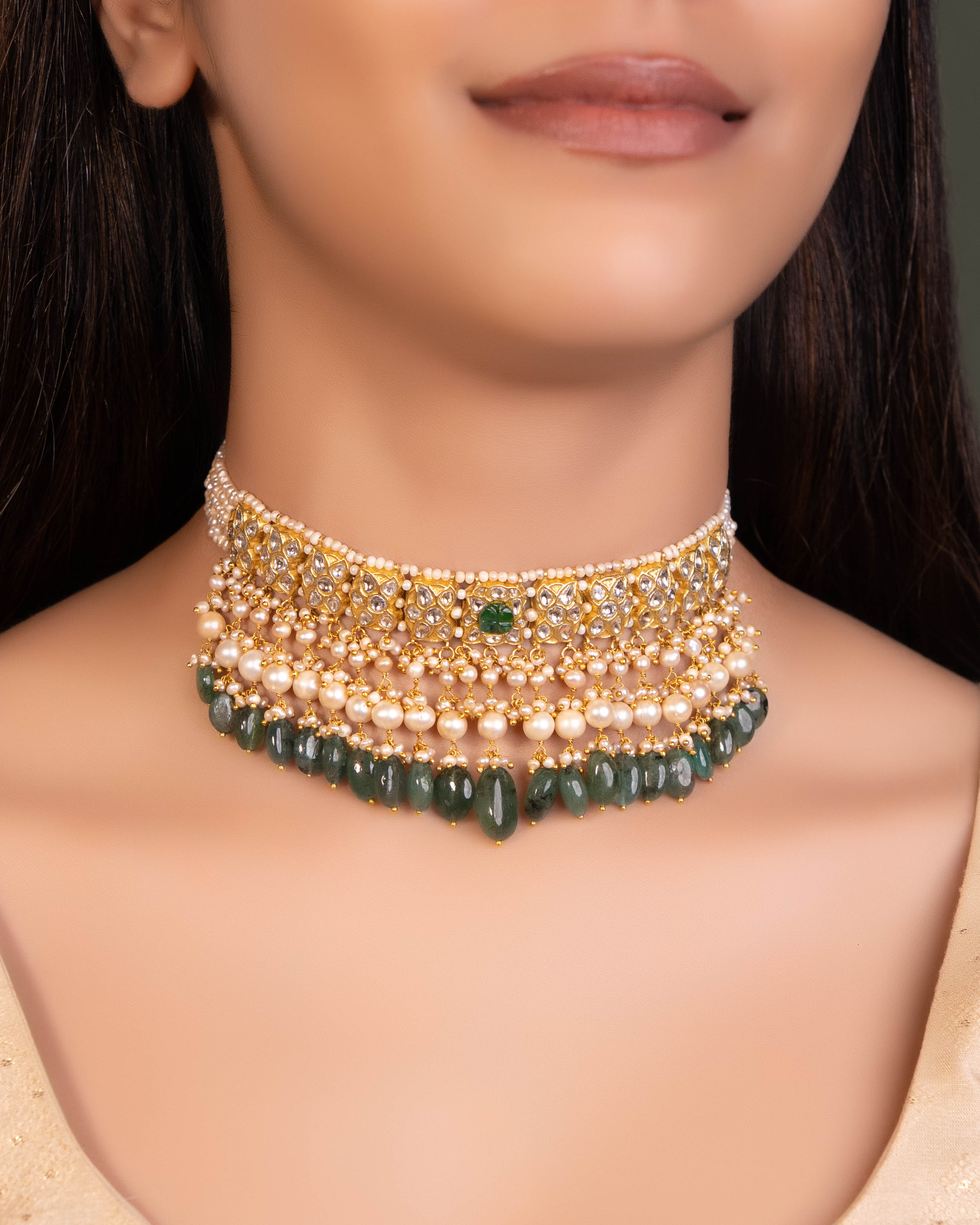 Aldrin Choker And Karishma Tops Polki Set