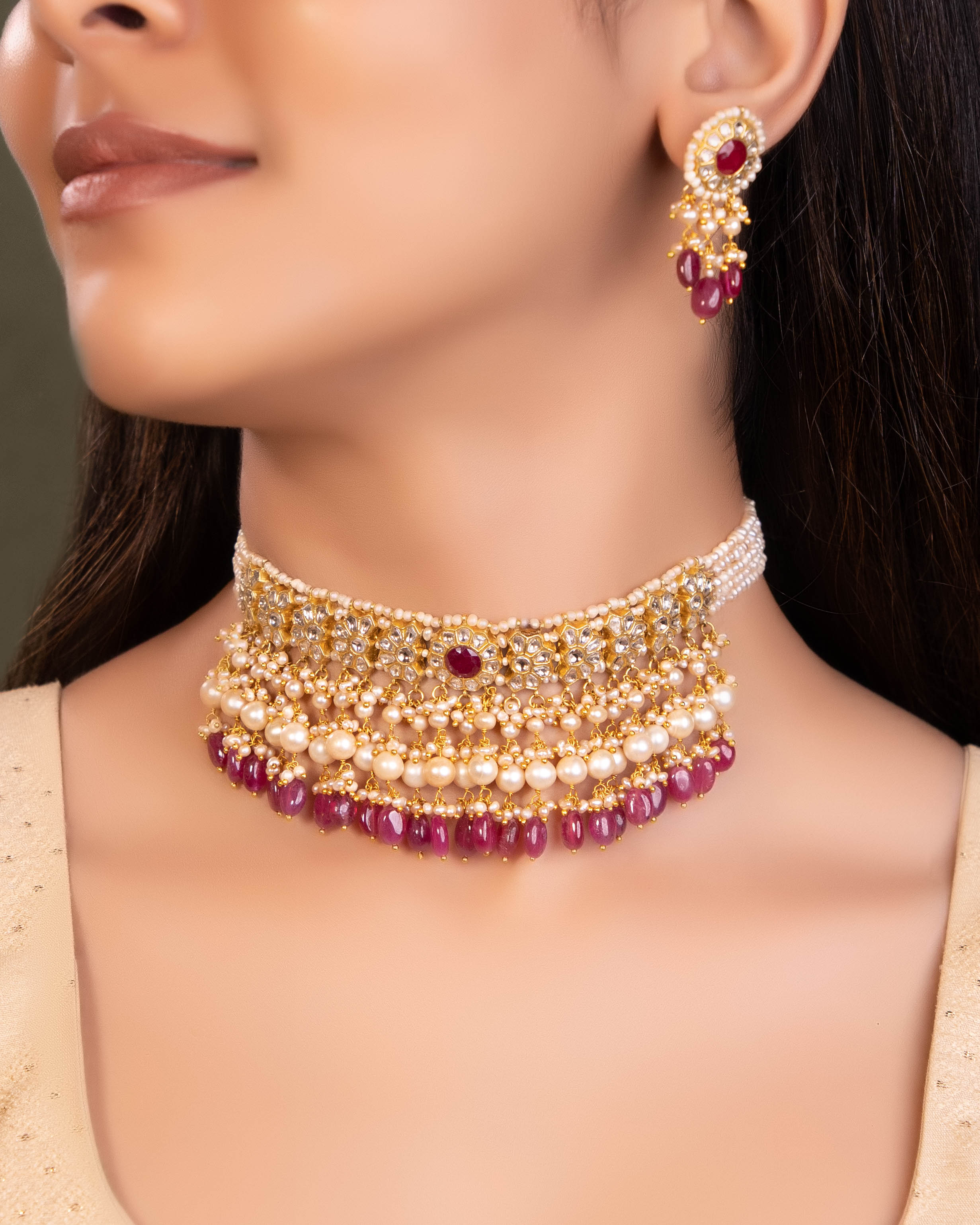 Roshni Choker And Kavita Tops Polki Set