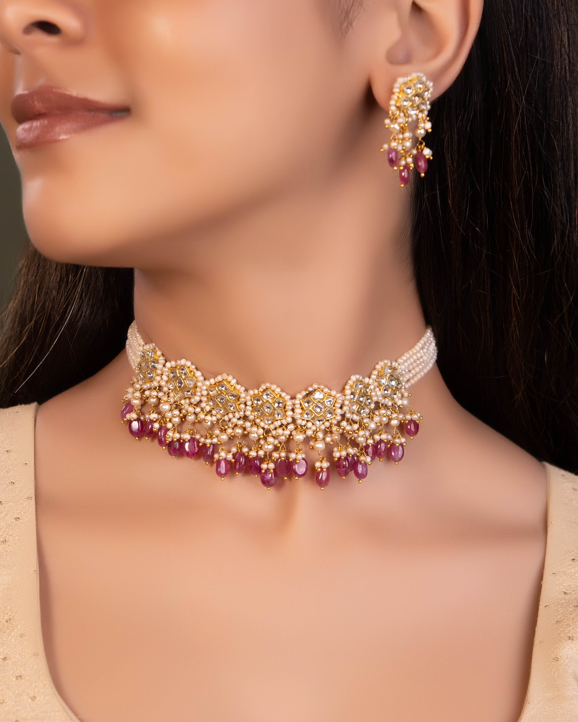 Bhavna Choker And Ruhani Tops Polki Set