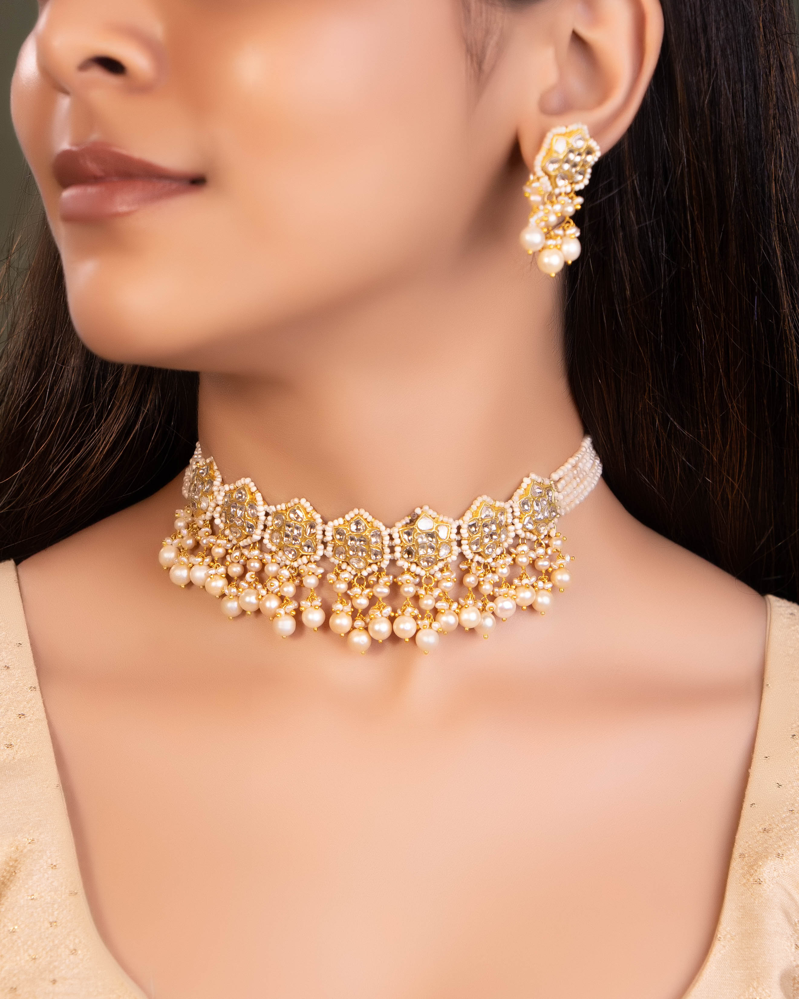 Burna Choker And Benafsa Tops Polki Set