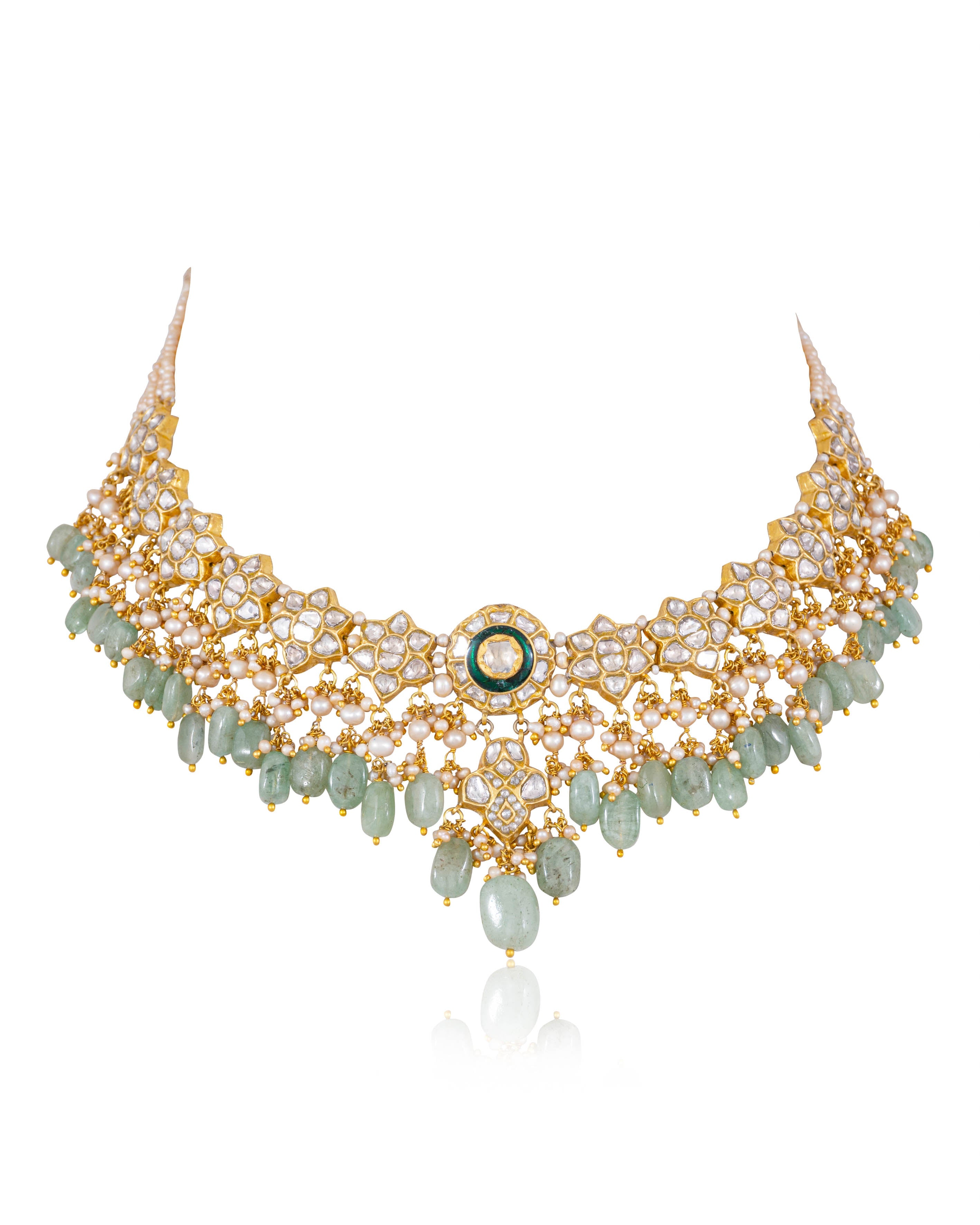 Akia Necklace And Sameen Tops Polki Set