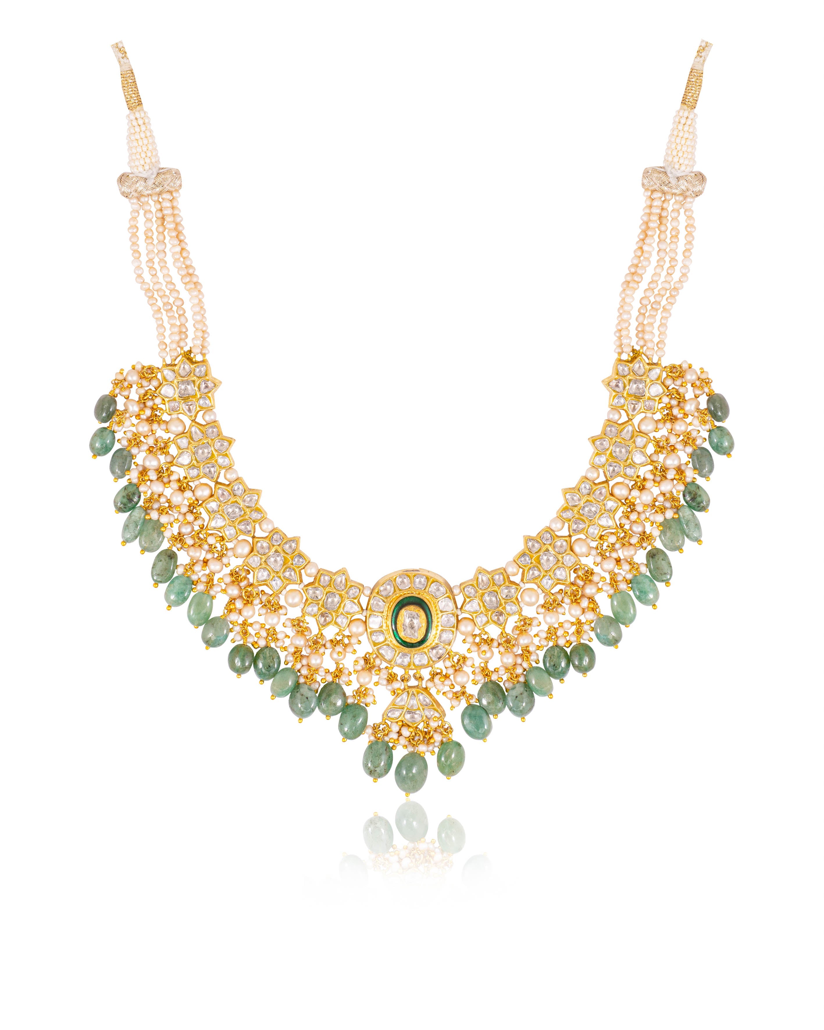 Vidya Necklace And Nidhi Tops Polki Set