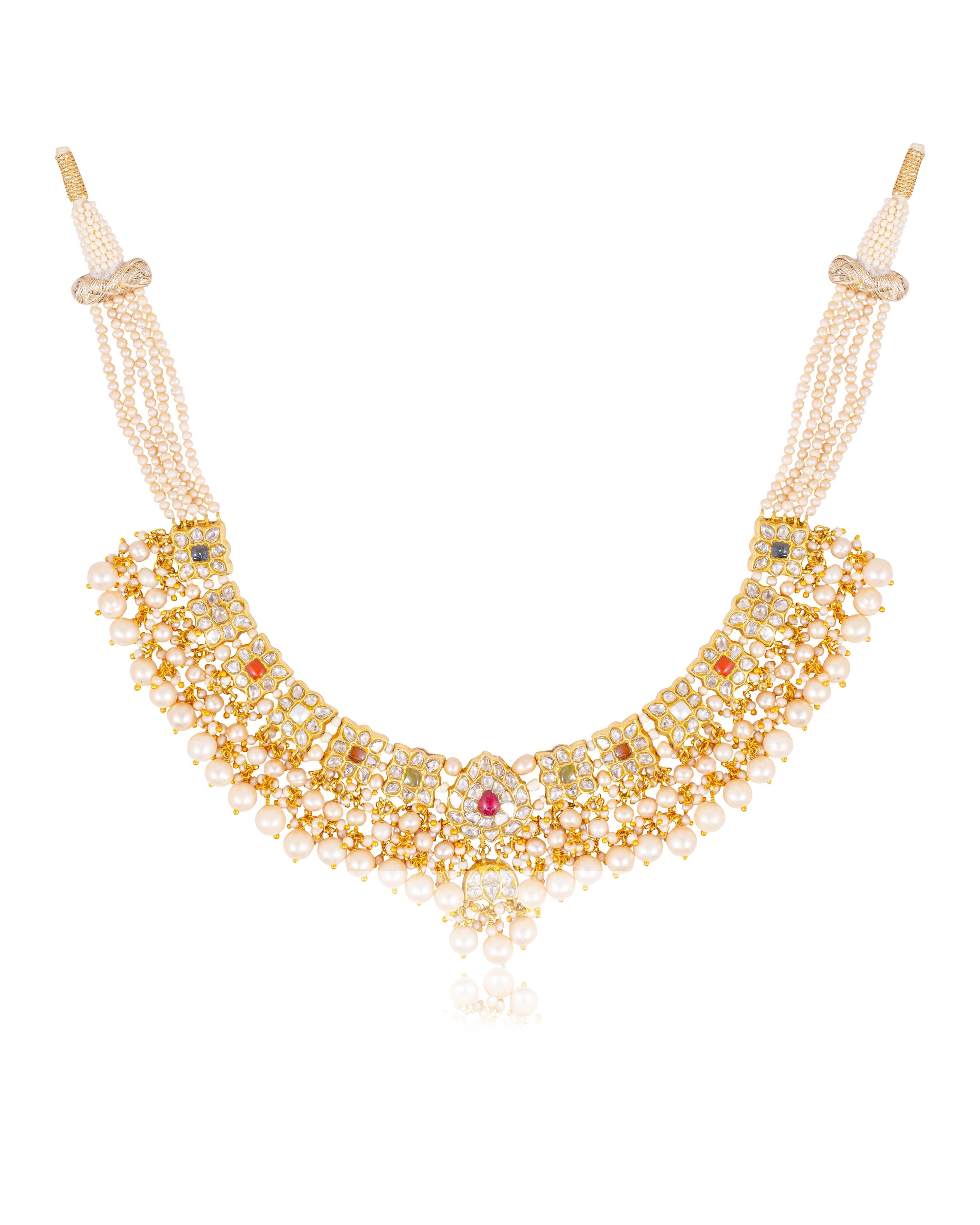 Manvika Necklace And Neeliya Tops Polki Set