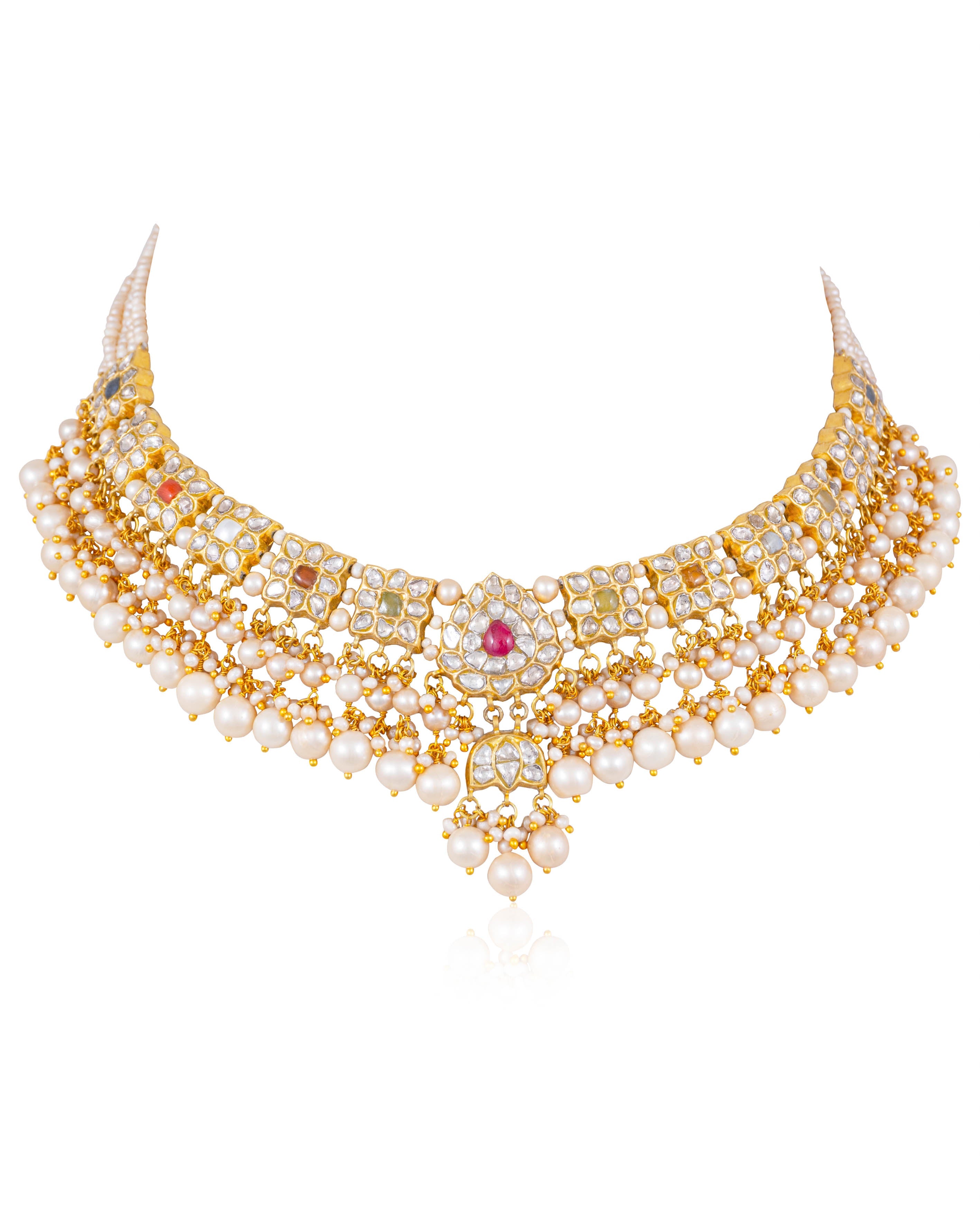 Manvika Necklace And Neeliya Tops Polki Set