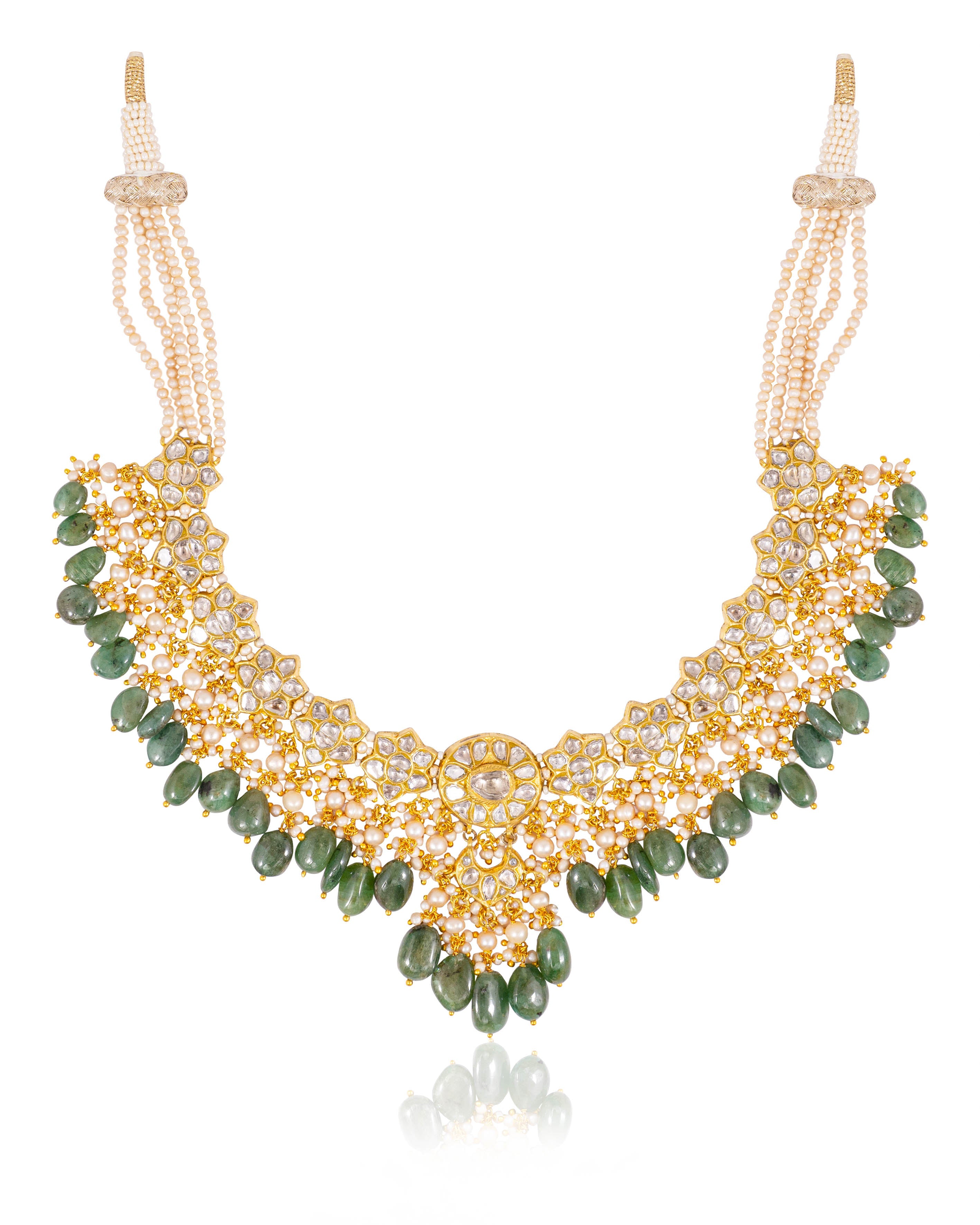 Riya Necklace And Tisha Tops Polki Set