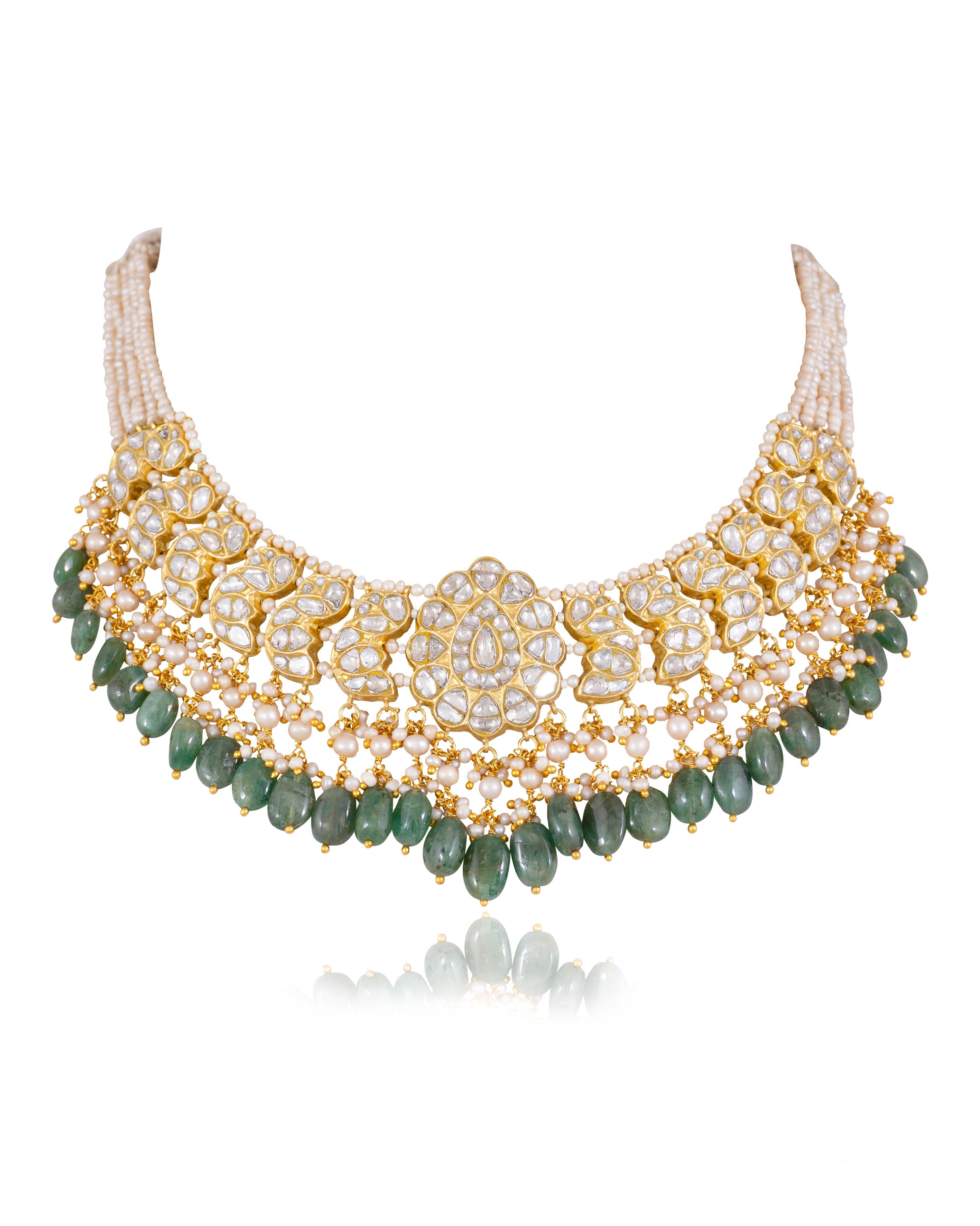 Unnati Necklace And Riddhi Tops Polki Set